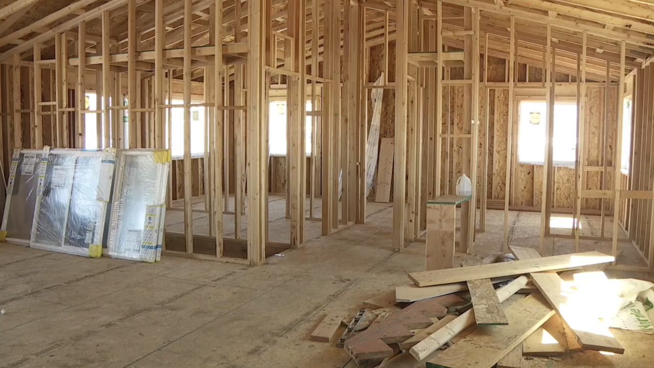 The inside view of a home being constructed.