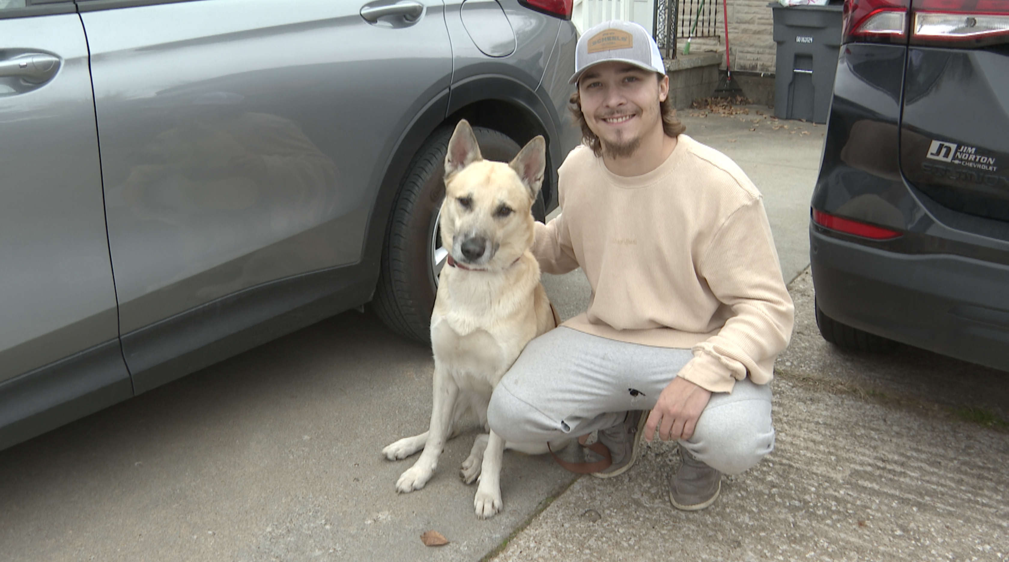 man reunited with dog 