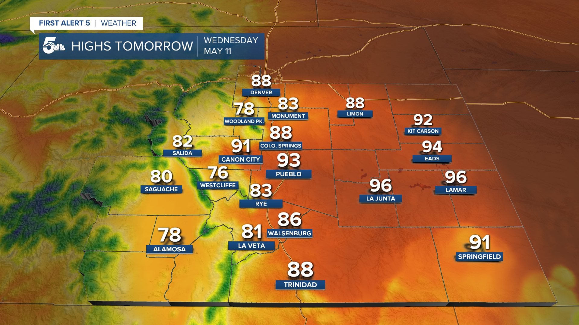 Highs Tomorrow -- 5/10/22