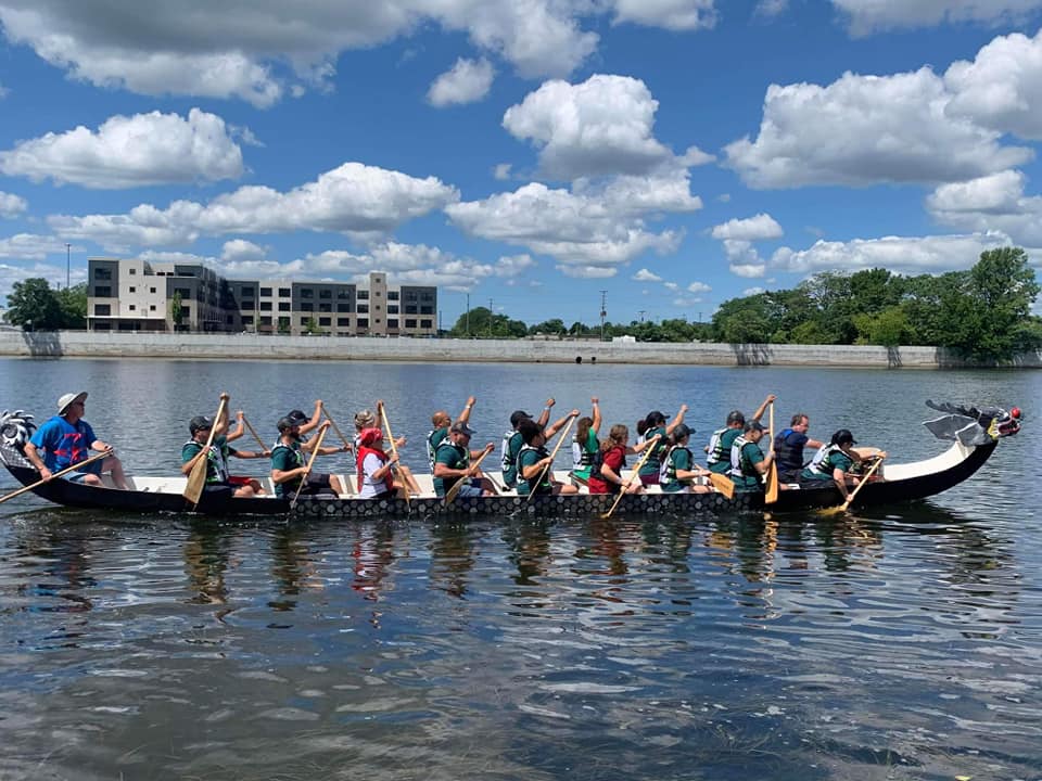 Dragon Boat Racing - black and white dragon boat