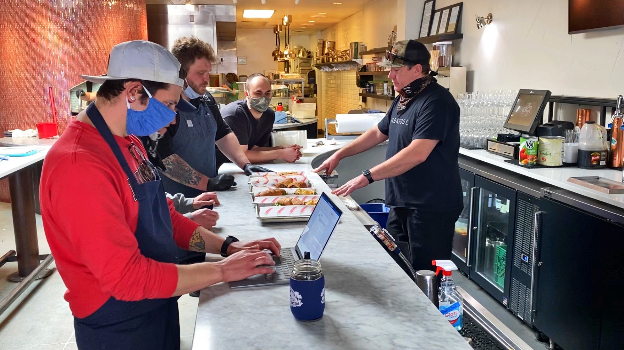 Chefs and cook staff at Bar Dough test new menu items for their new concept 'Jabroni