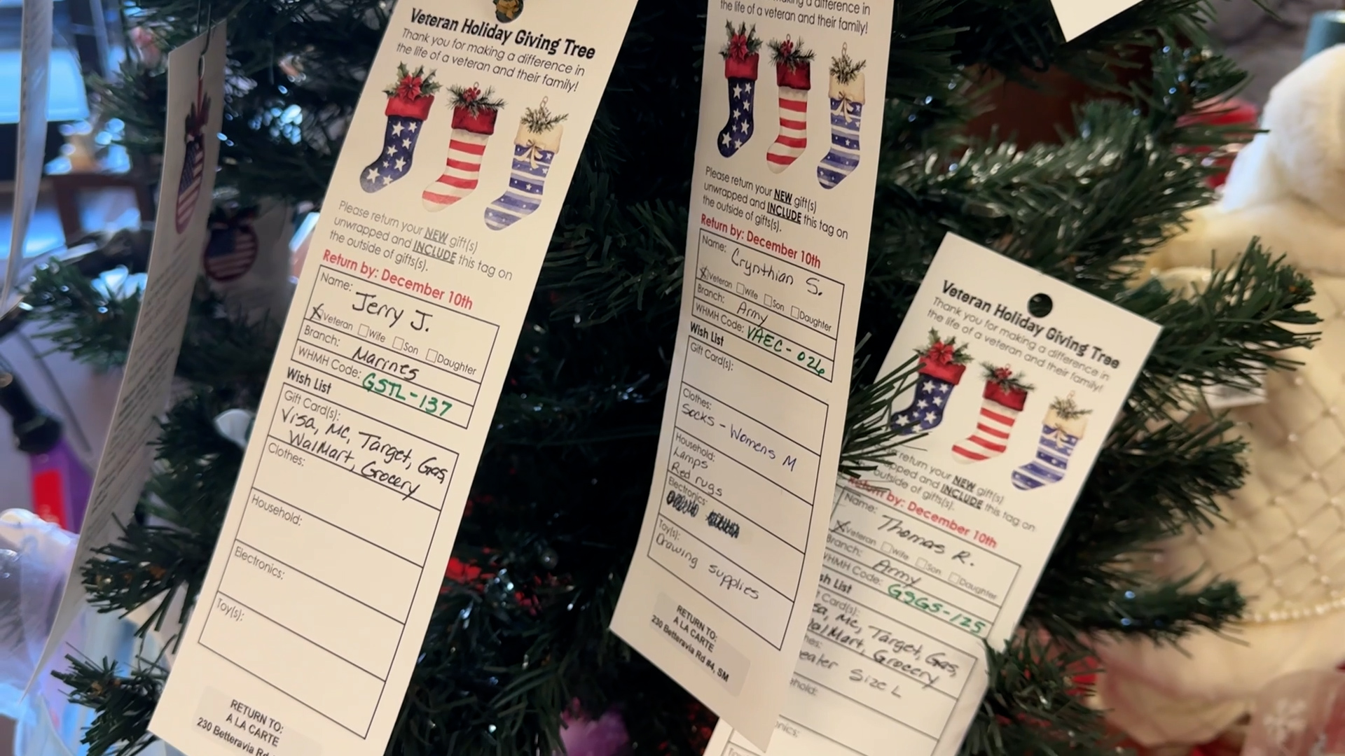 Veteran's Holiday Giving Tree