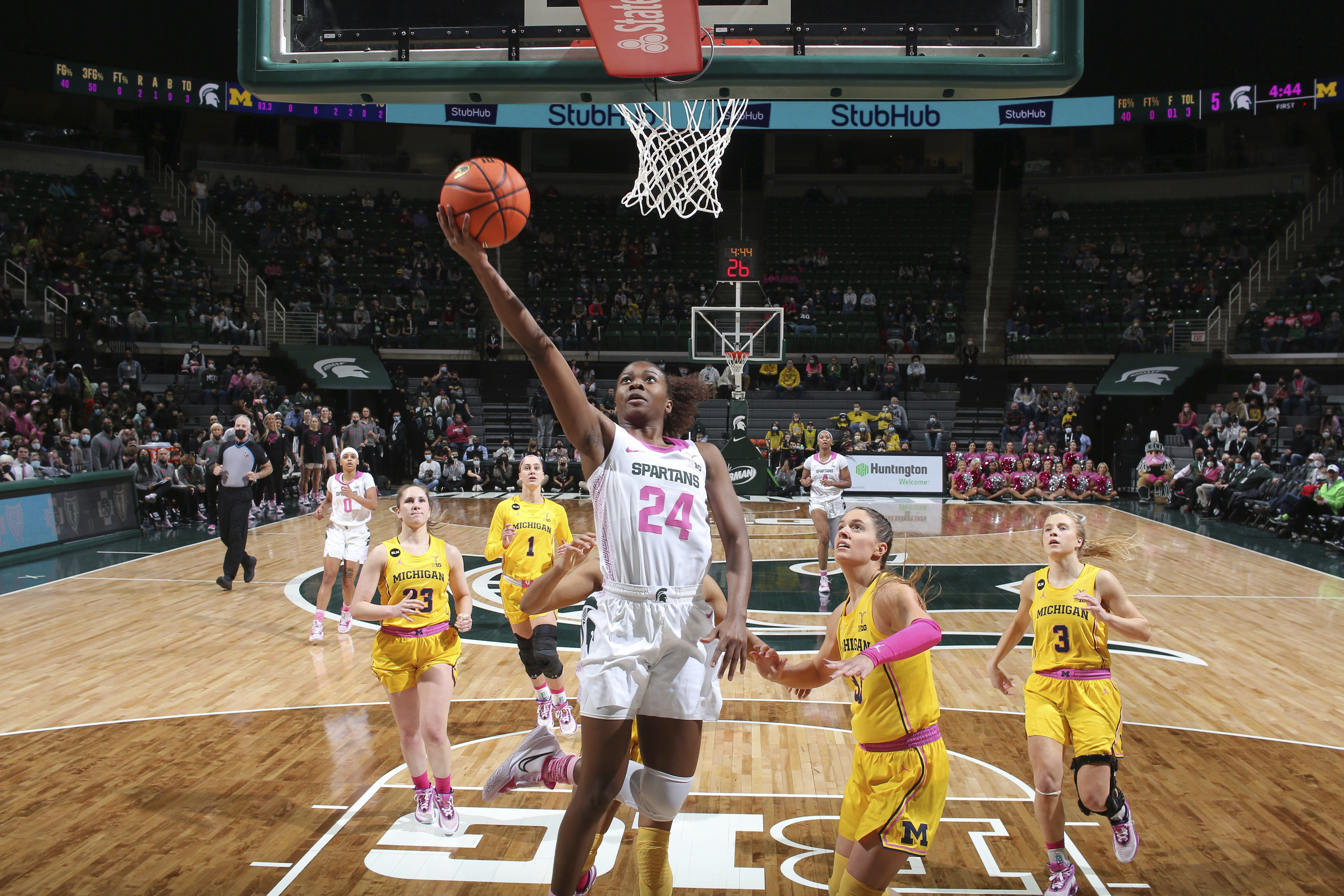 Nia Clouden, Danielle Rauch, Amy Dilk, Maddie Nolan, Izabel Varejao Michigan Michigan State Basketball