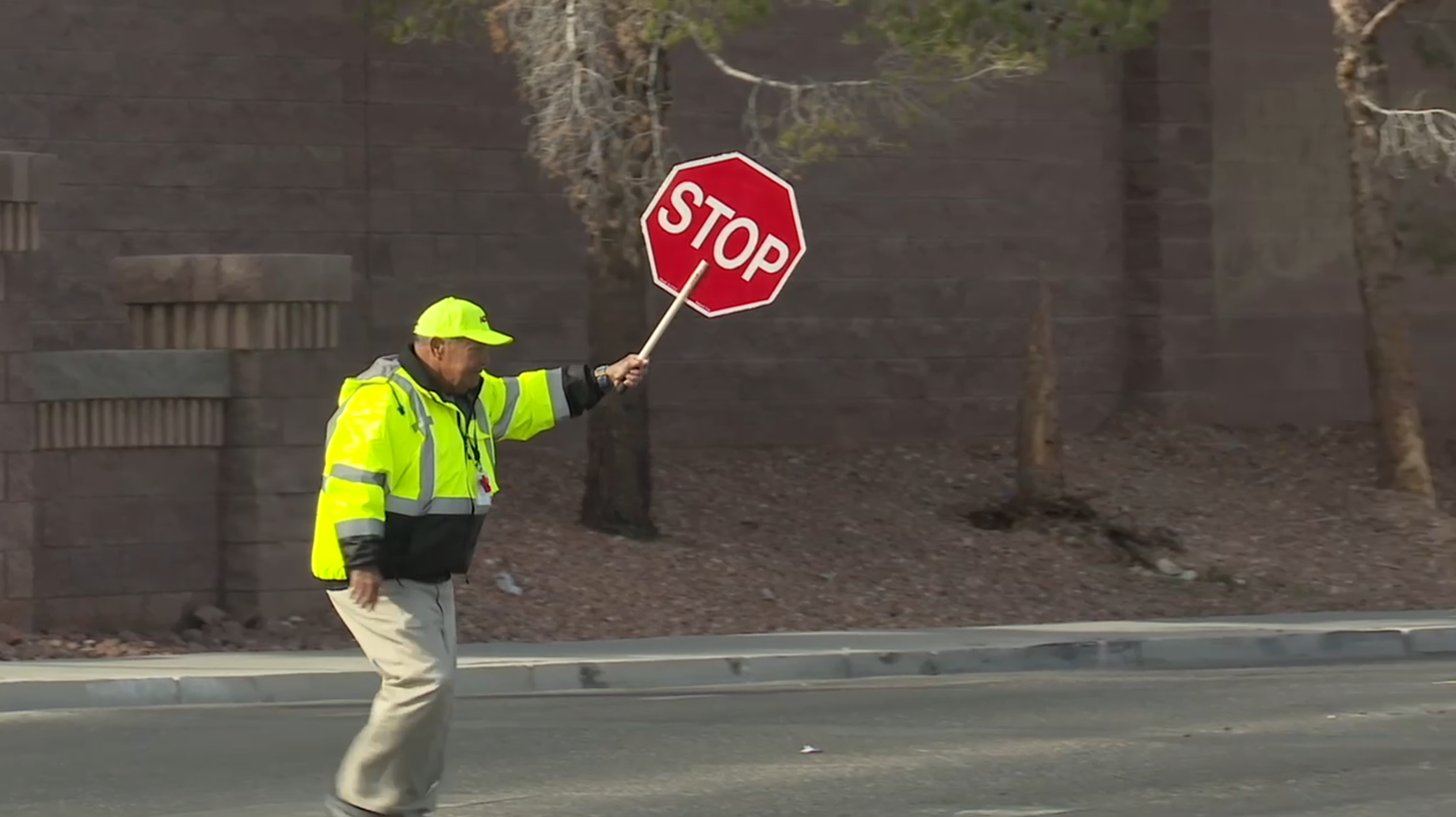 A crossing guard in Las Vegas