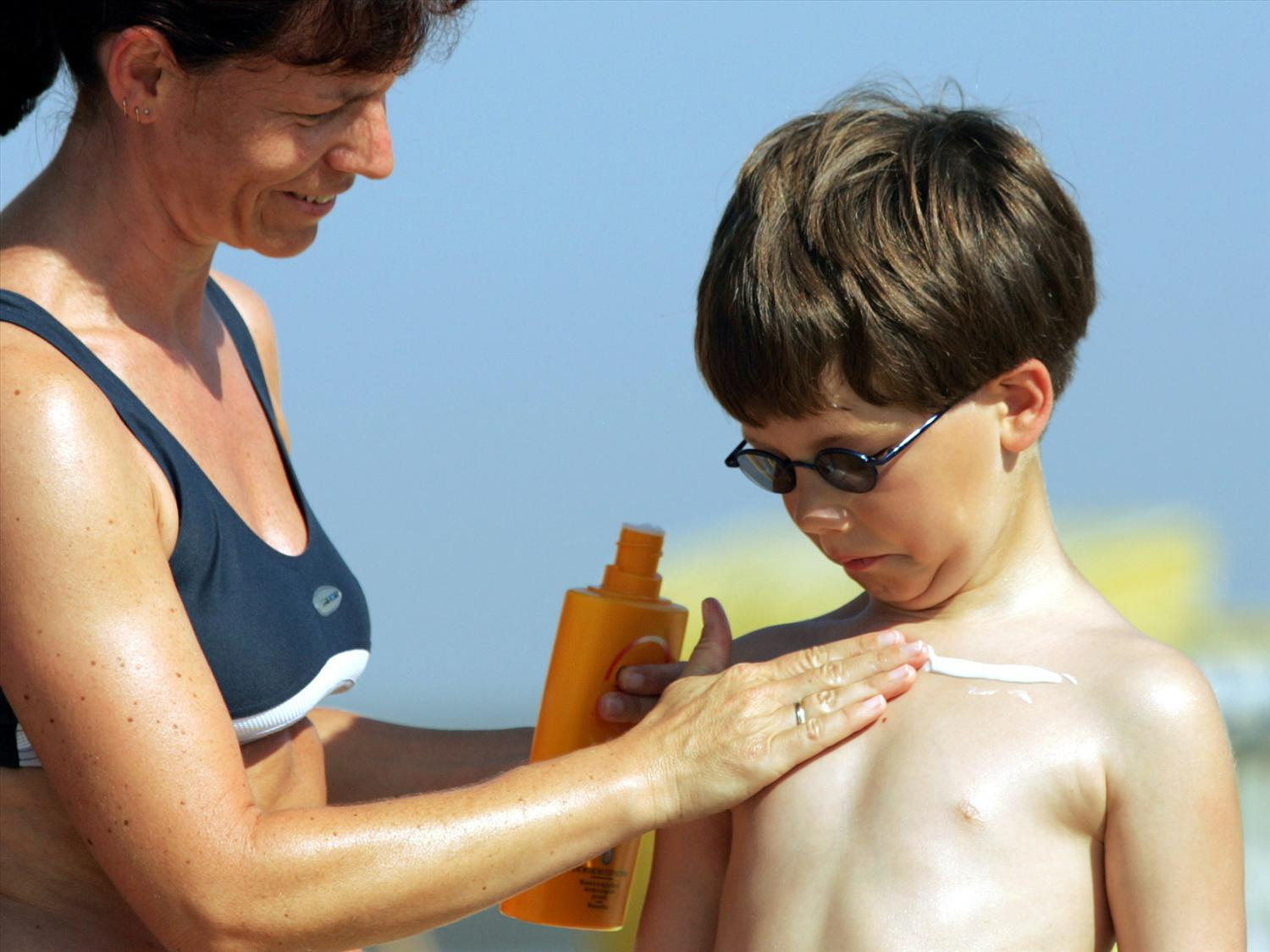 Applying sunscreen
