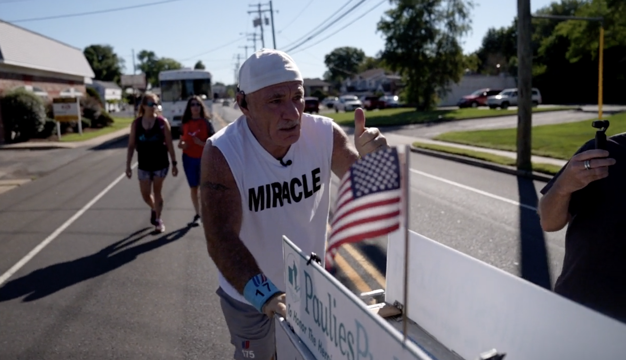 Paul Veneto is a former United Airlines flight attendant who is doing "Paulie's Push," a walking journey from Boston to Ground Zero, pushing an airline beverage cart along the way. He is doing this to honor the colleagues and friends he lost on United Flight 175 on 9/11.