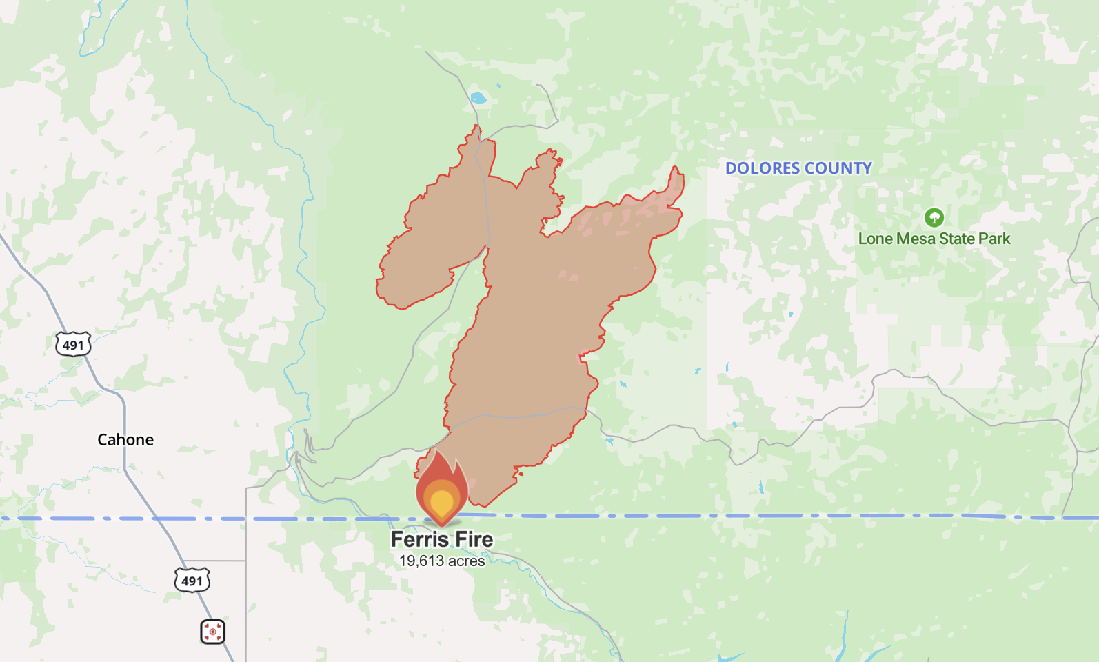 Wildfire perimeter map