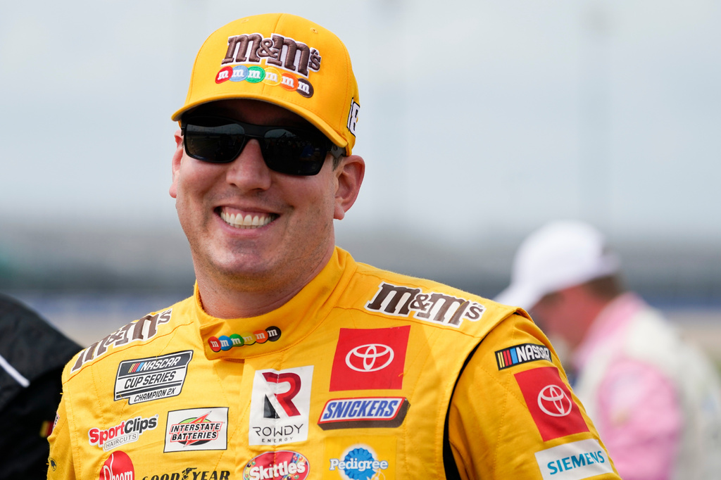 Kyle Busch waits for the start of a NASCAR Xfinity Series auto race Saturday, June 19, 2021, in Lebanon, Tenn. 
