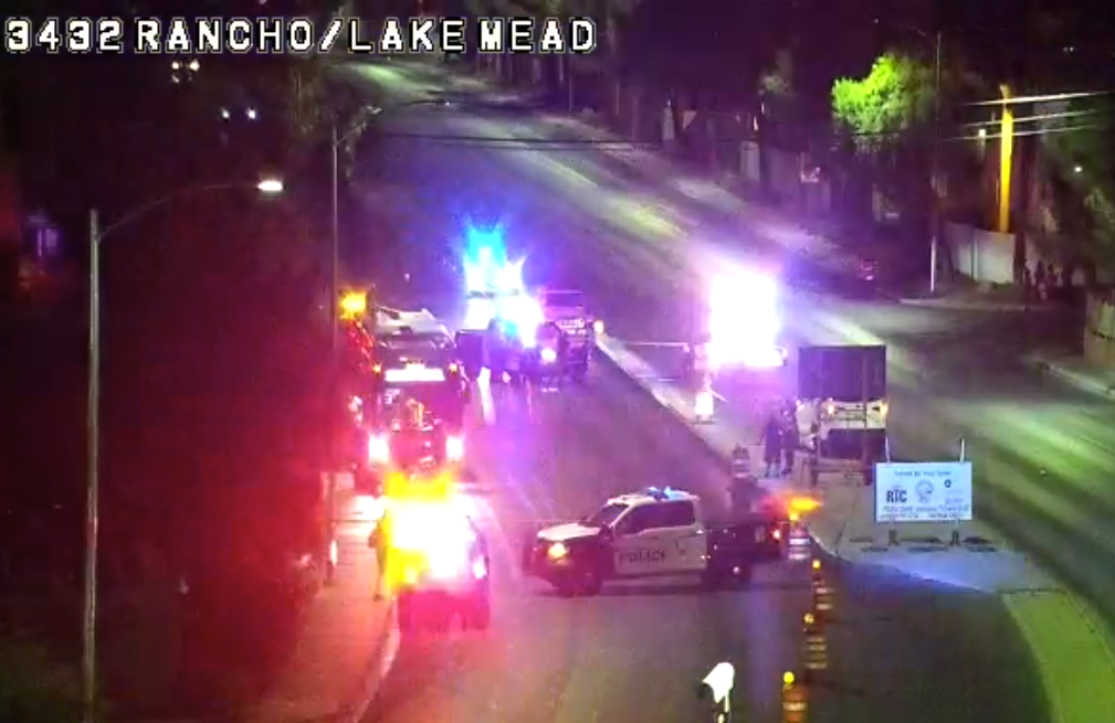 Police activity blocks off all lanes on eastbound Lake Mead Boulevard, Rancho Drive