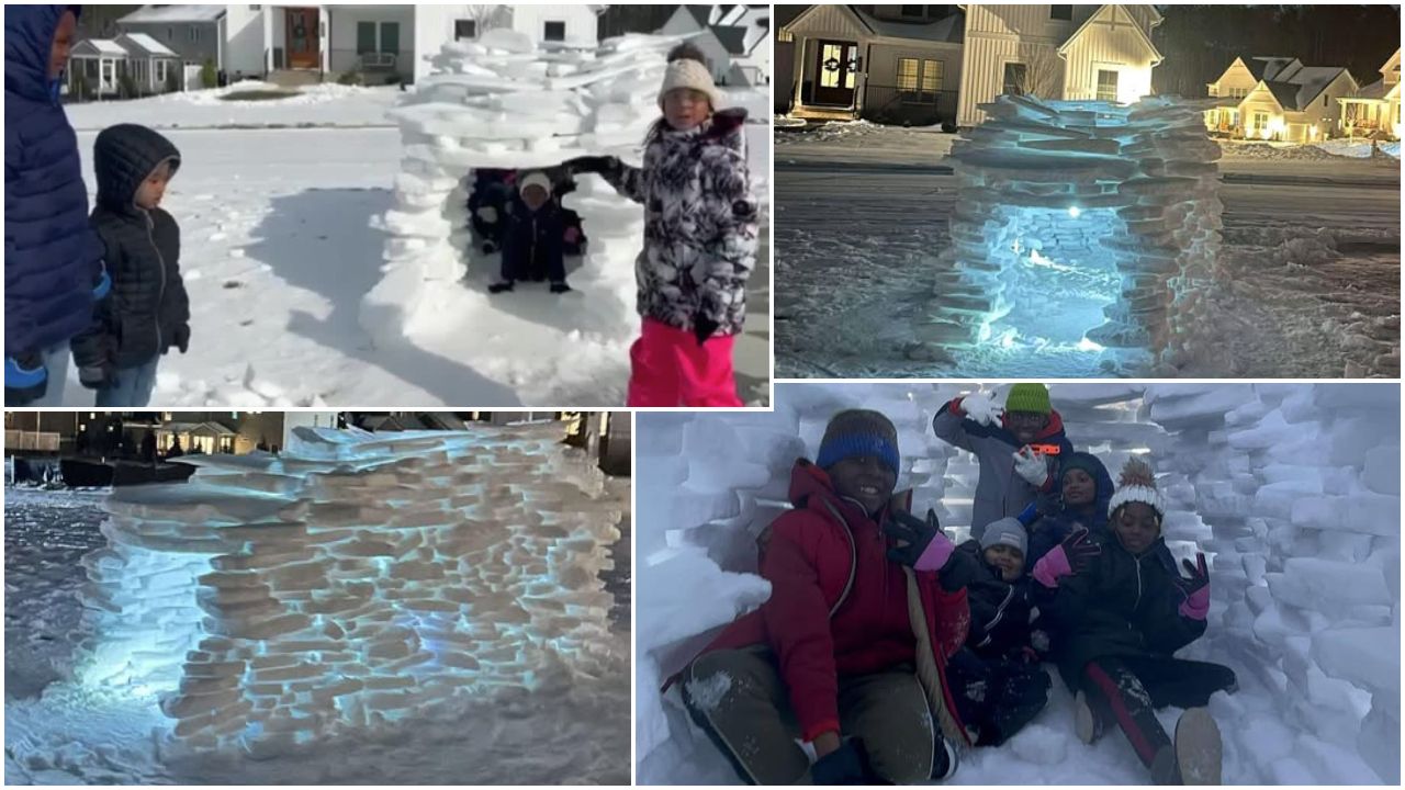 Kids create monster igloo in Chesterfield neighborhood: 'It was challenging'