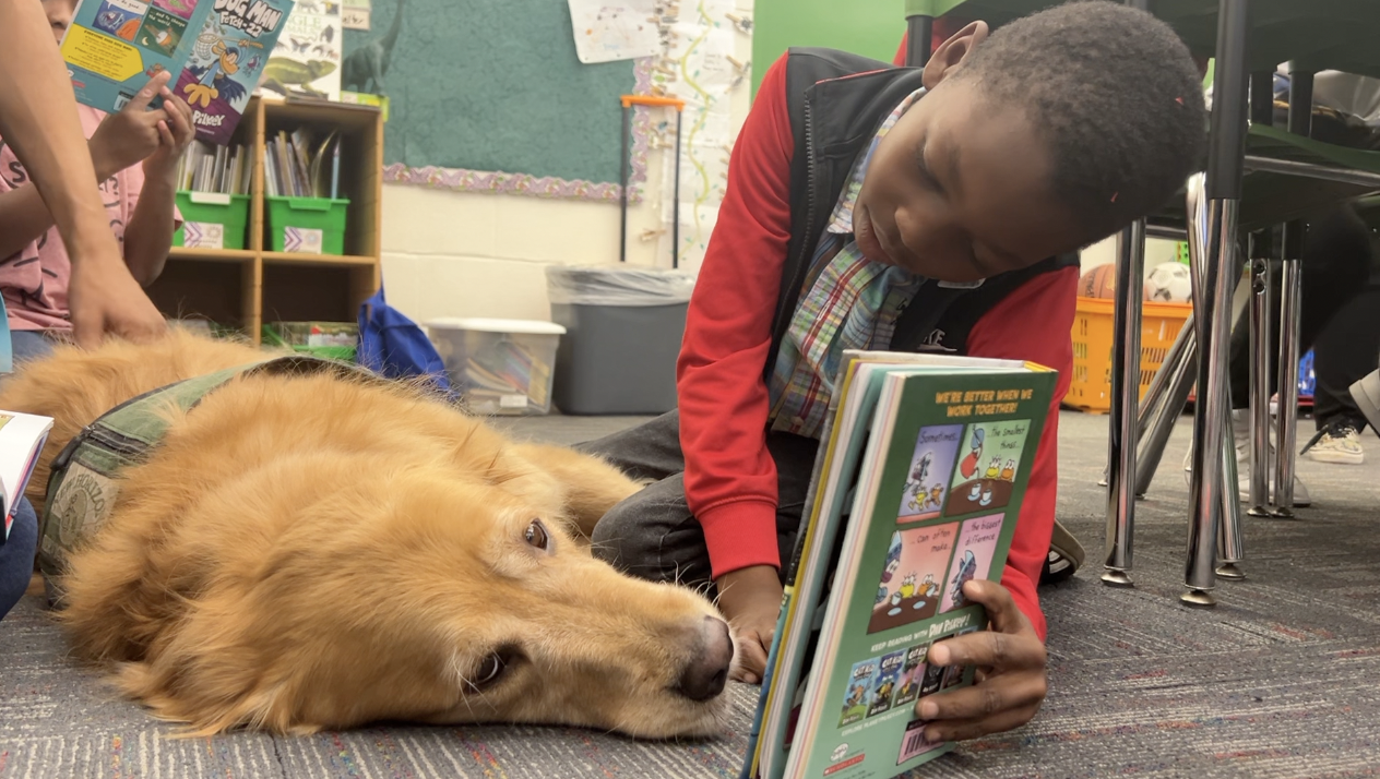 Wallace spends time weekly in a 2nd grade classroom at Riley 
