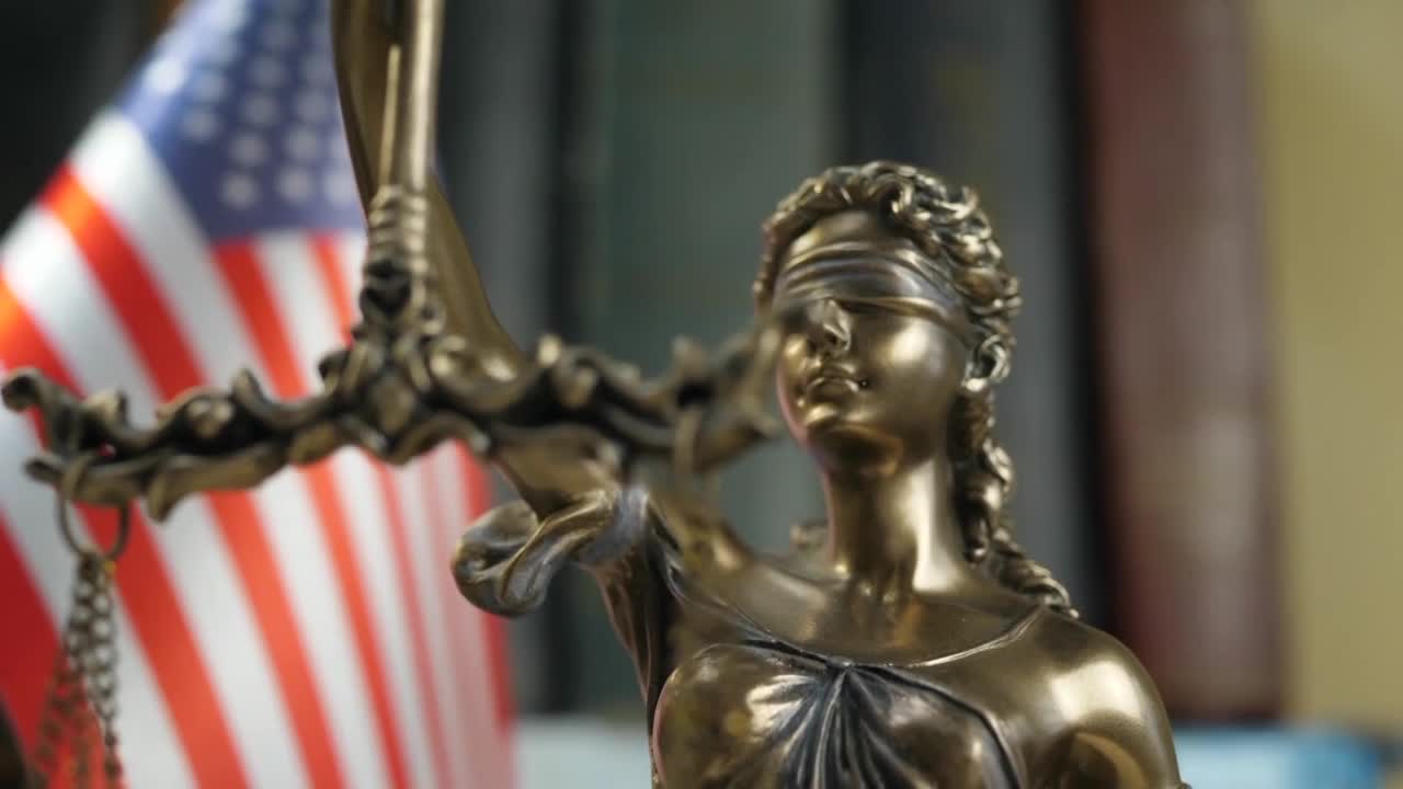 Lady Justice, flag, scales of justice, court generic, gen