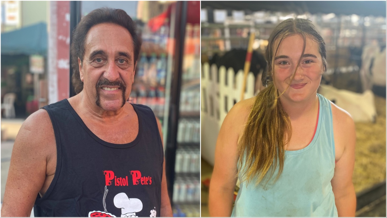 Peter Faraciano and Marissa Spoke try to beat the heat at the fair