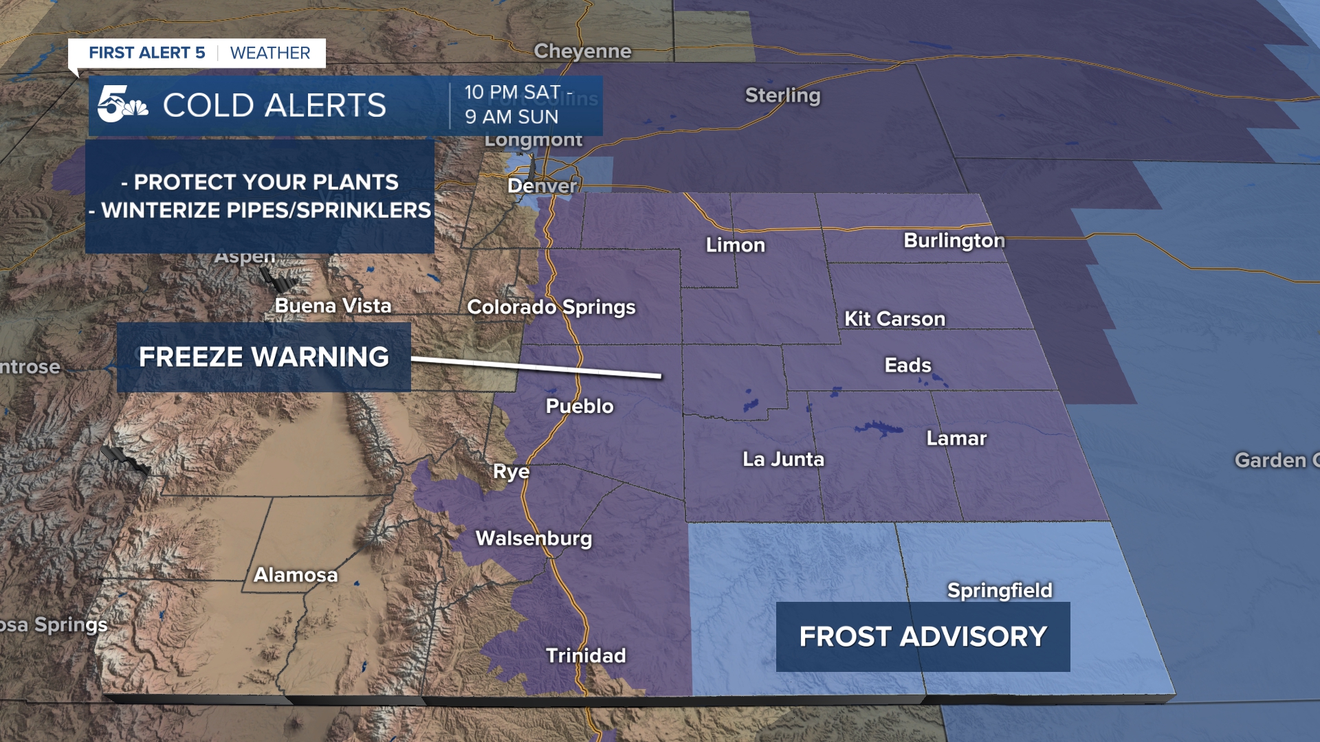 Freeze Warning in southern Colorado
