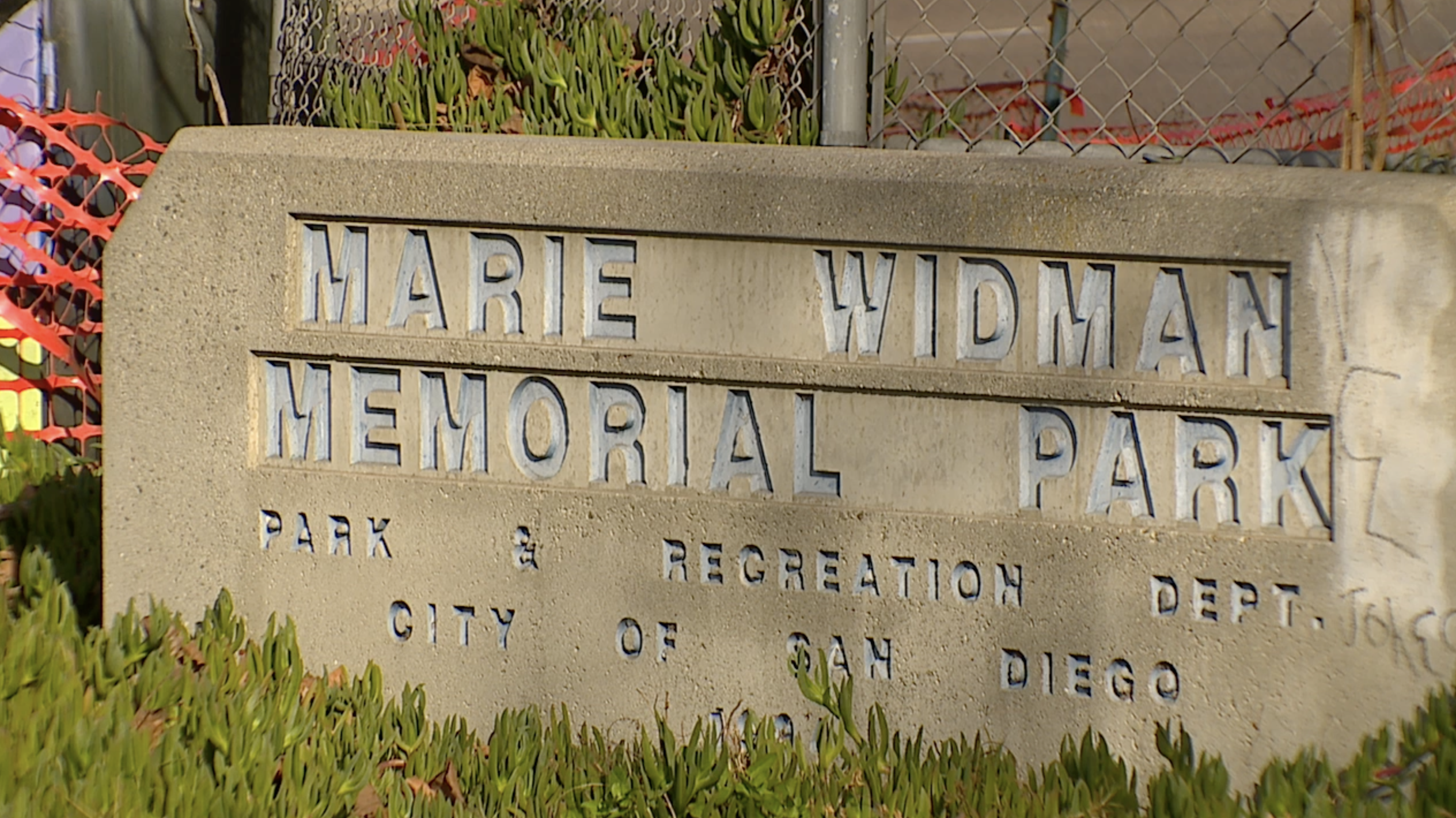 Marie Widman Memorial Park sign