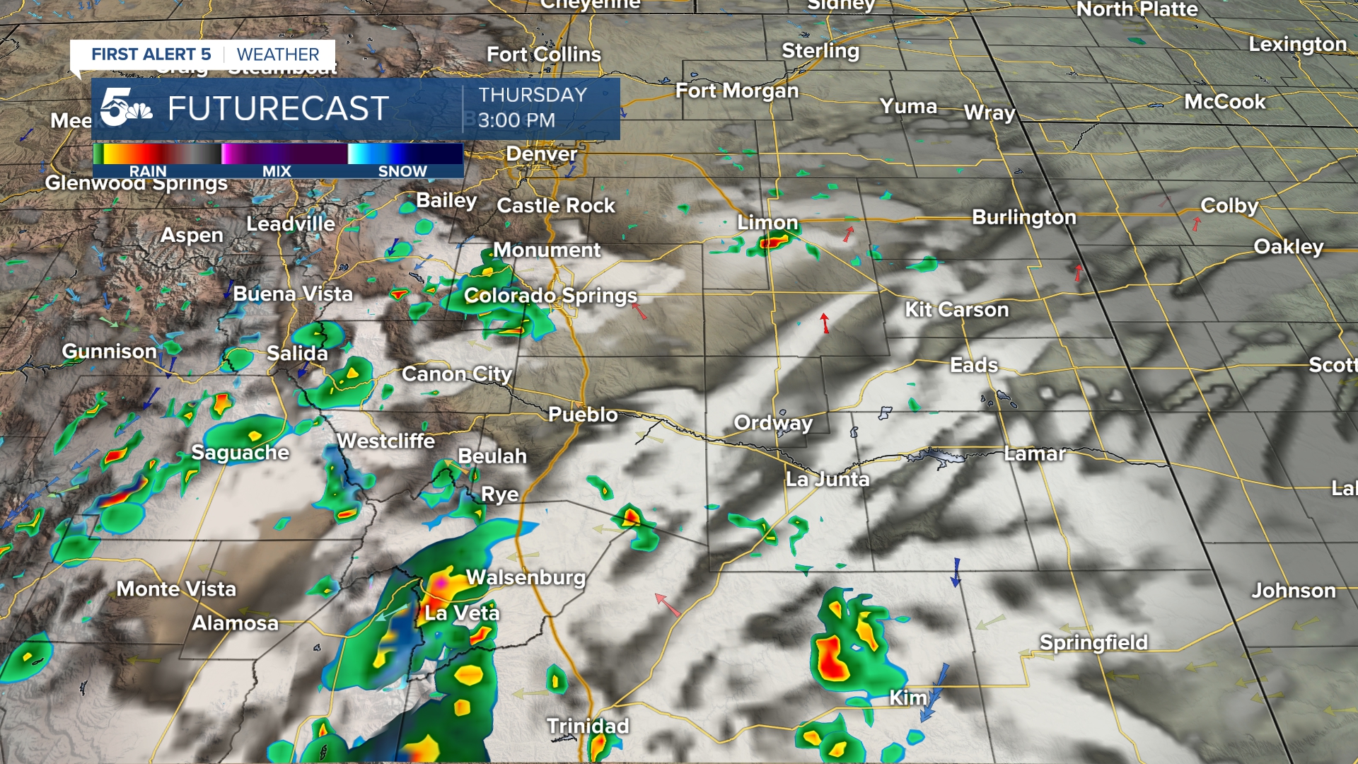 A few mountain showers are likely this afternoon, with a sprinkle making it to the western edge of El Paso county