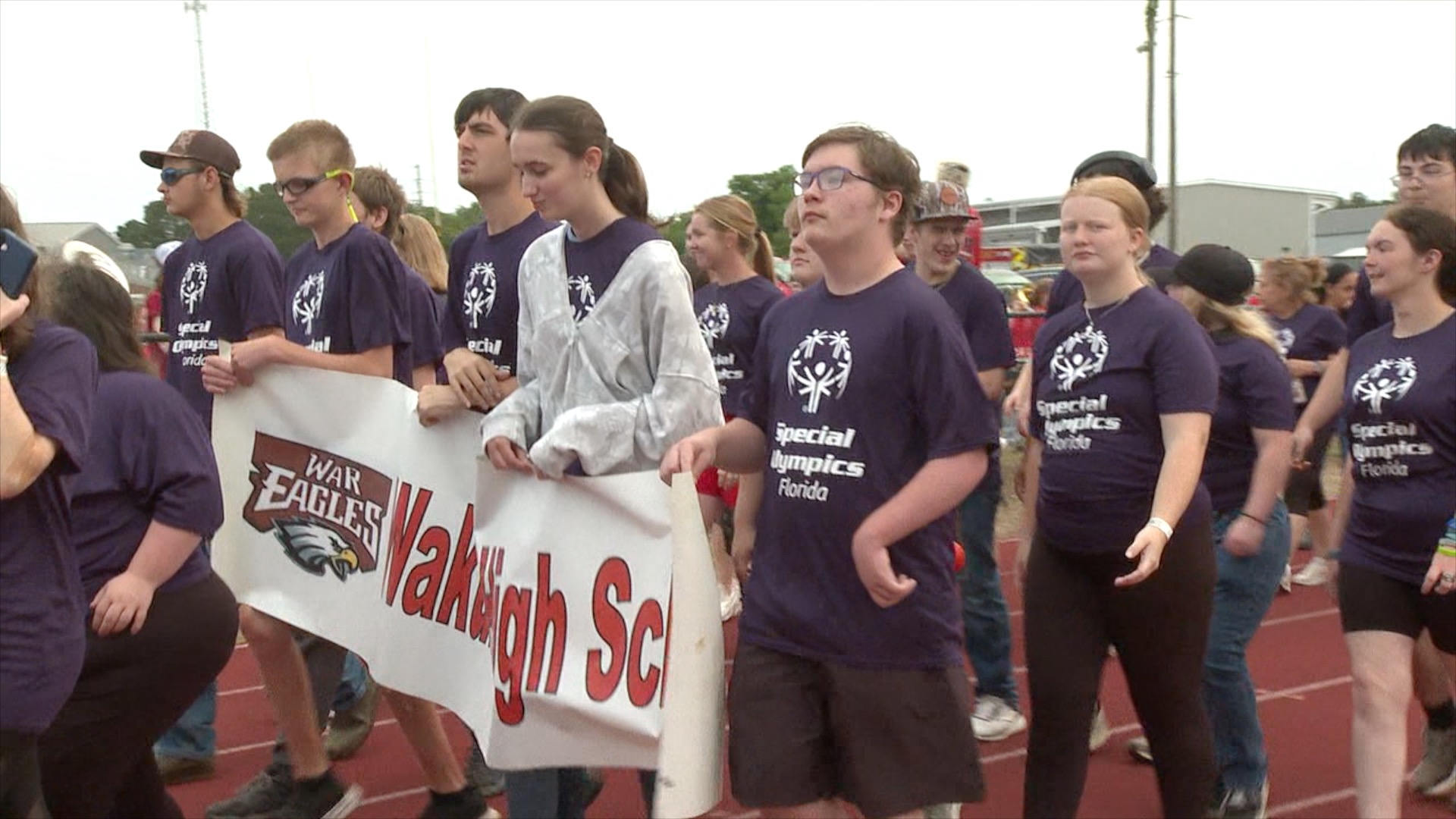 Wakulla County Schools Special Olympics students parade before competing