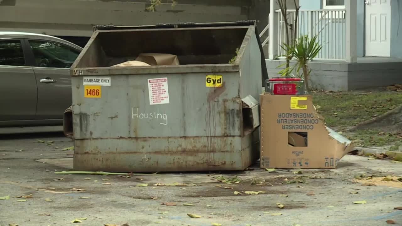 Dumpster where man's body was found in West Palm Beach, April 3, 2022