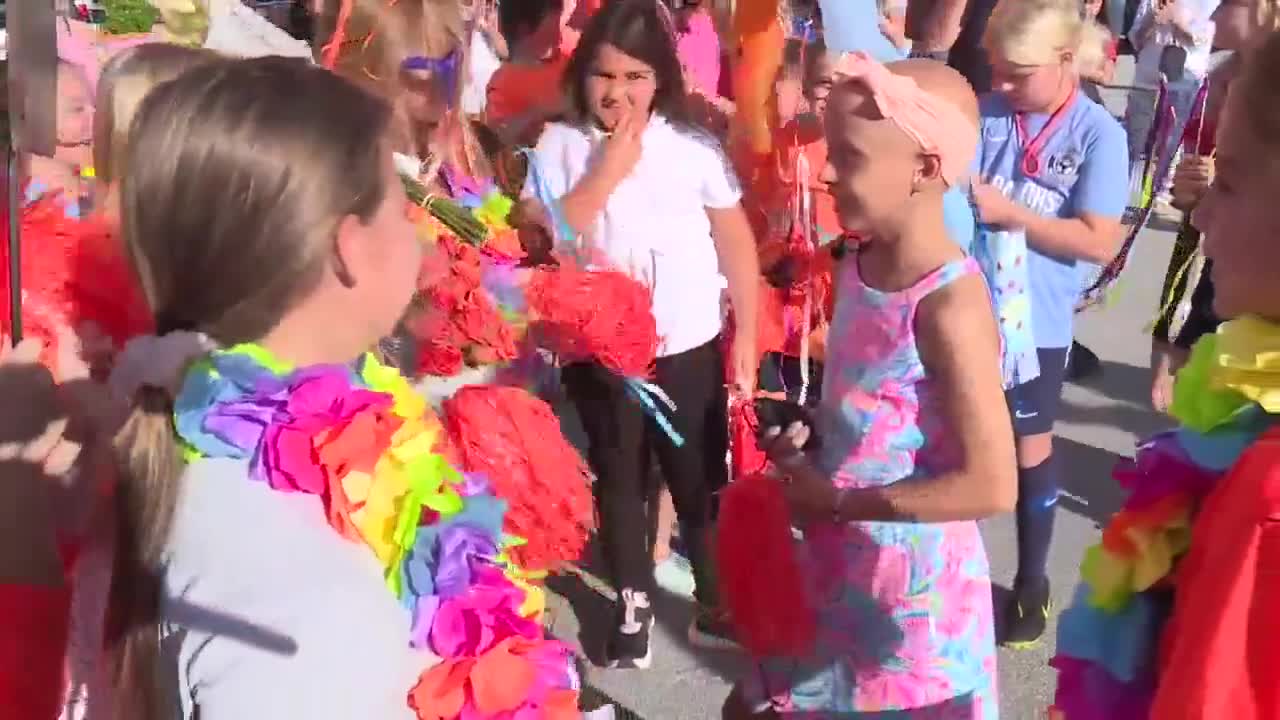 Luna Perrone celebrates on final day of chemotherapy