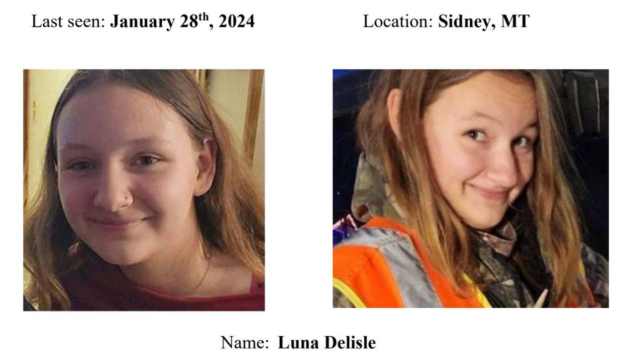 The Montana Department of Justice has issued a Missing-Endangered Person Advisory for Luna Delisle