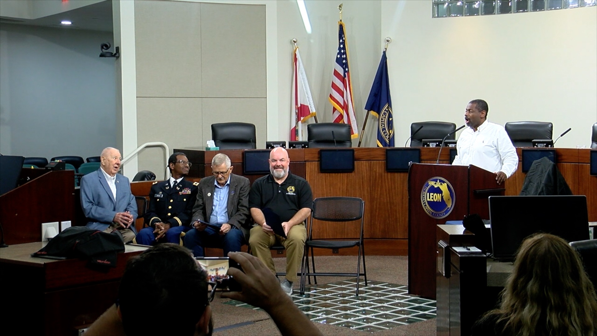 Colonel Mohr and Colonel Aikens during the ceremony