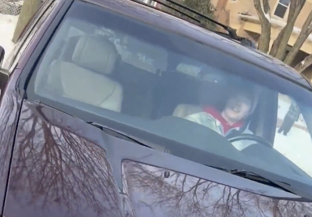 A screenshot from video before an ICE officer shoots a woman in Minnesota.