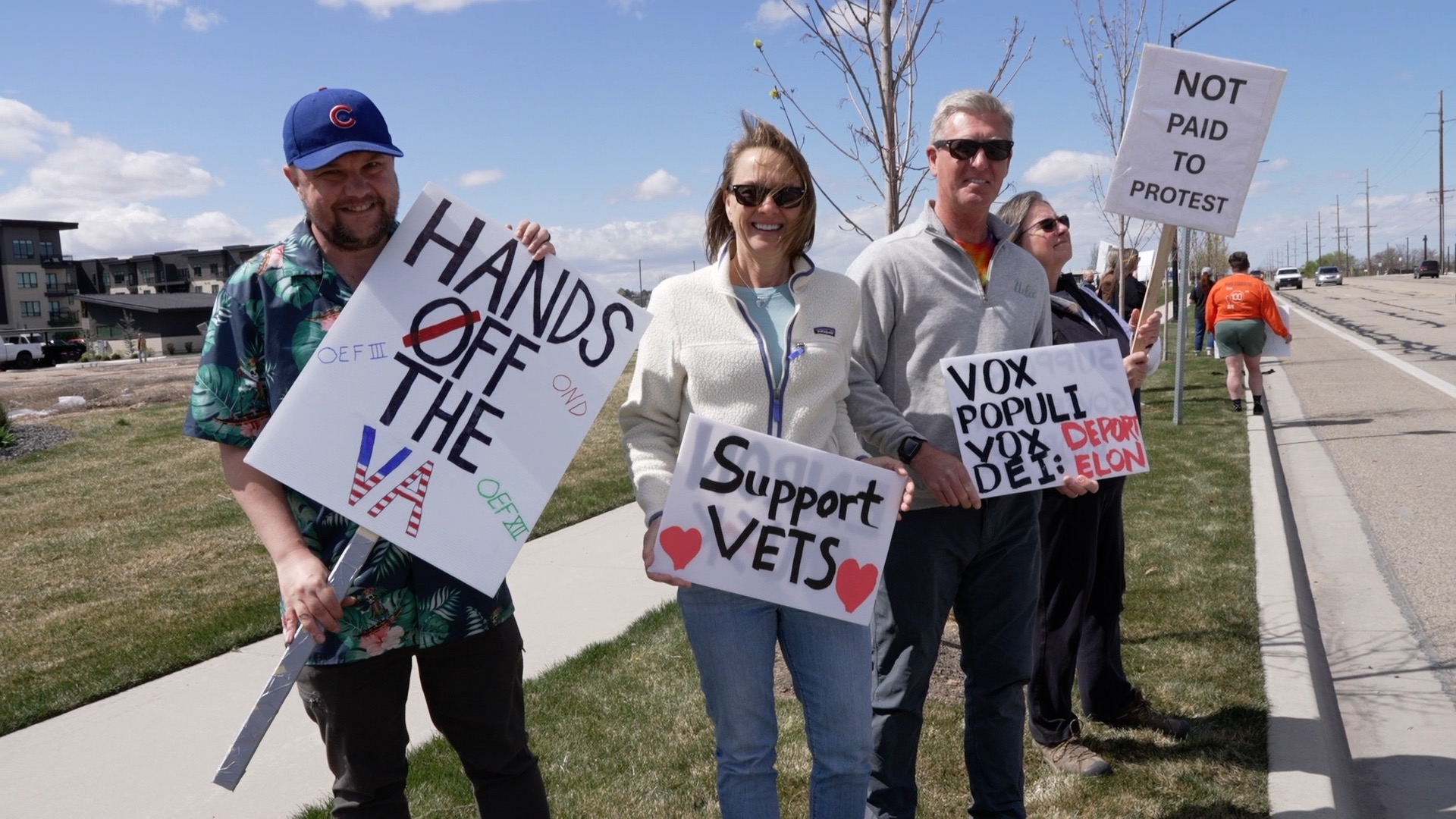 DOGE Protesters at Tesla Dealership Meridian Idaho
