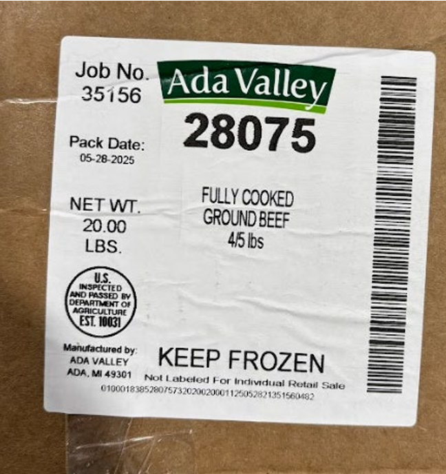Ada Valley Meat Company ground beef recall