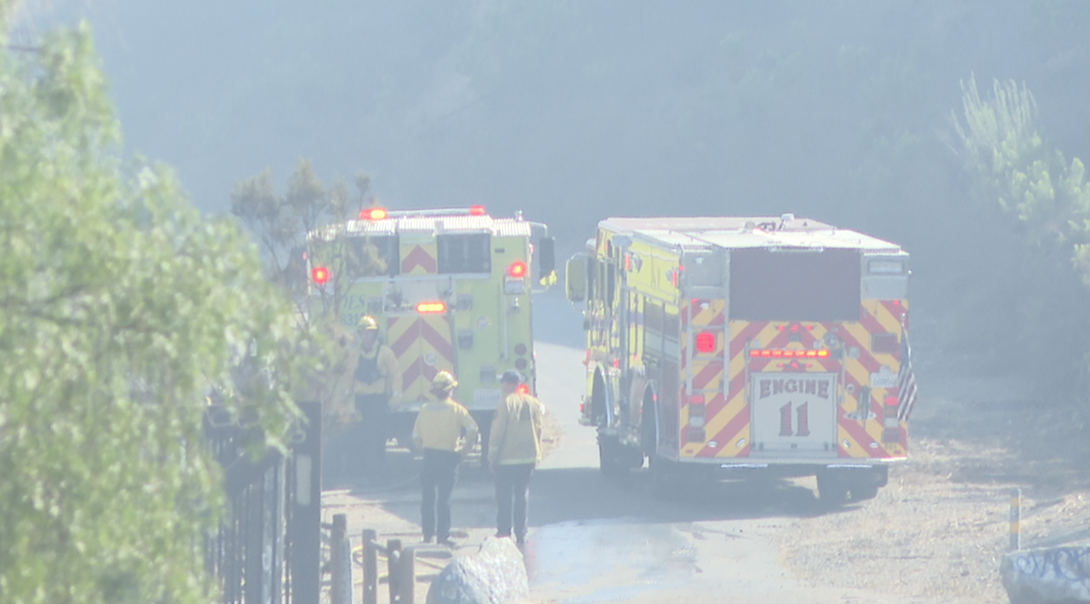 Crews responded when the brush fire started at around 3 p.m. 