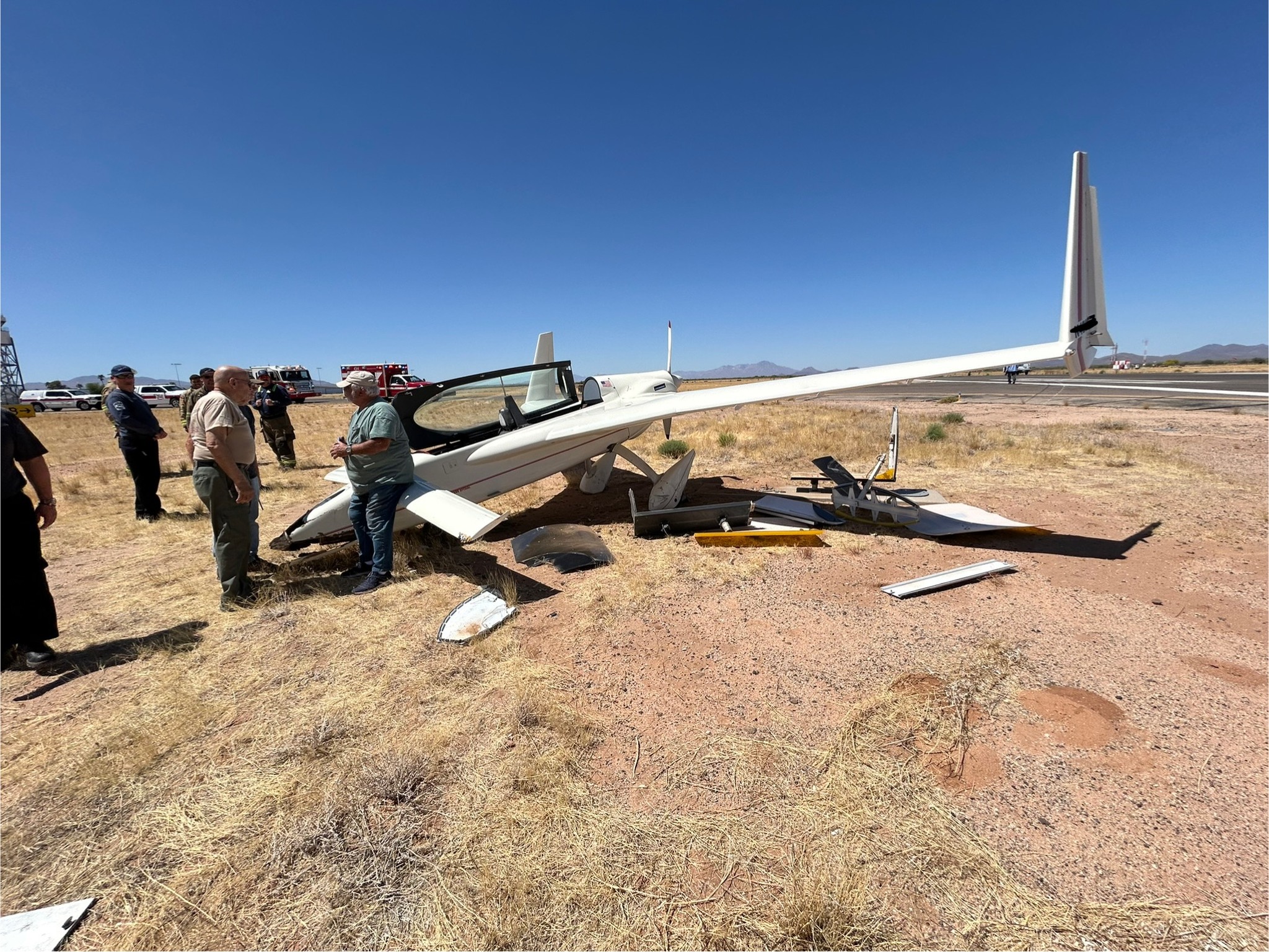Airplane lands off runway at Ryan Airfield 