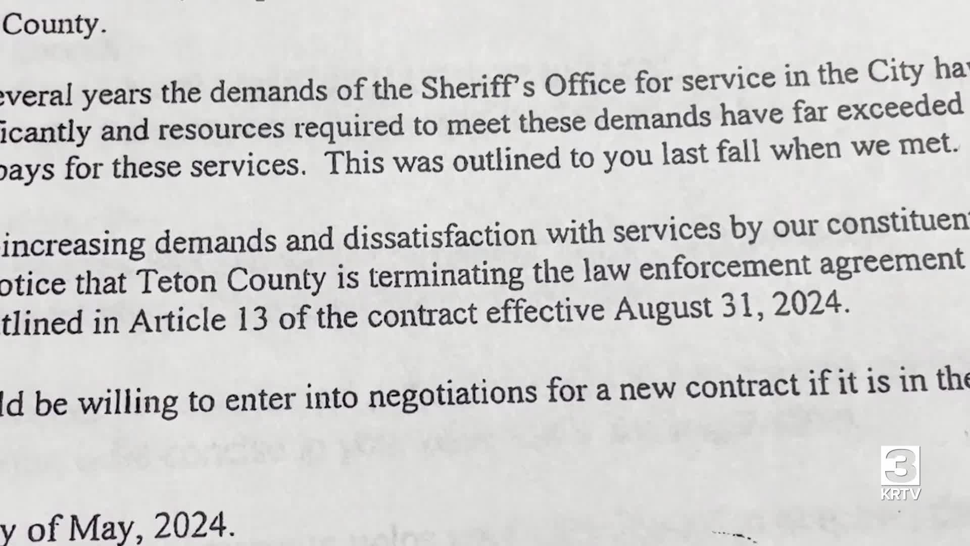 Choteau prepares for termination of contract with Sheriff's Office