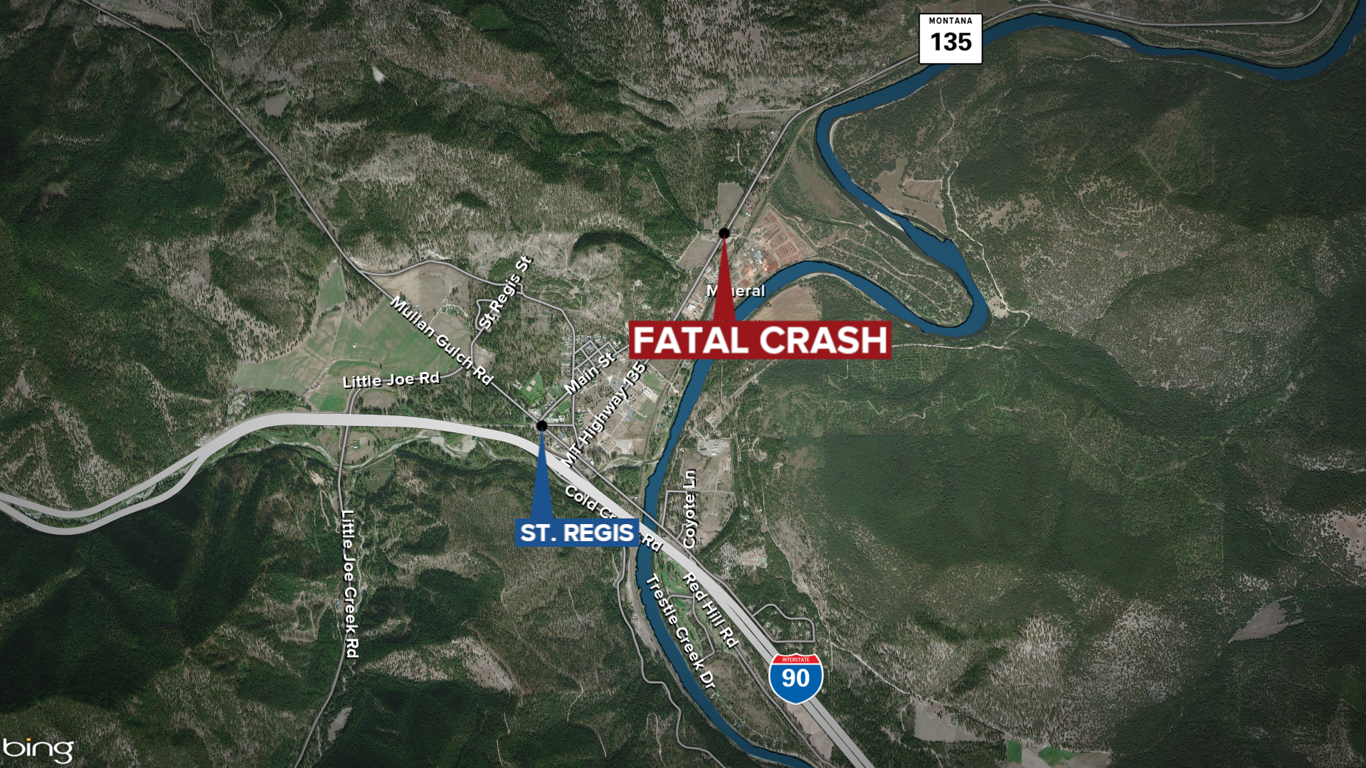 St Regis Fatal Accident 41122 Map