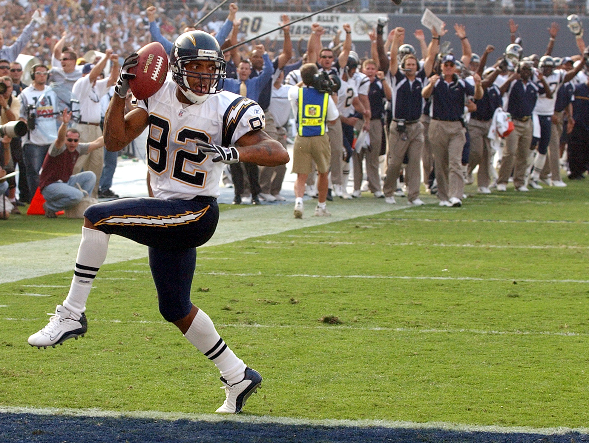 San Diego Chargers wide receiver Reche Caldwell in 2002