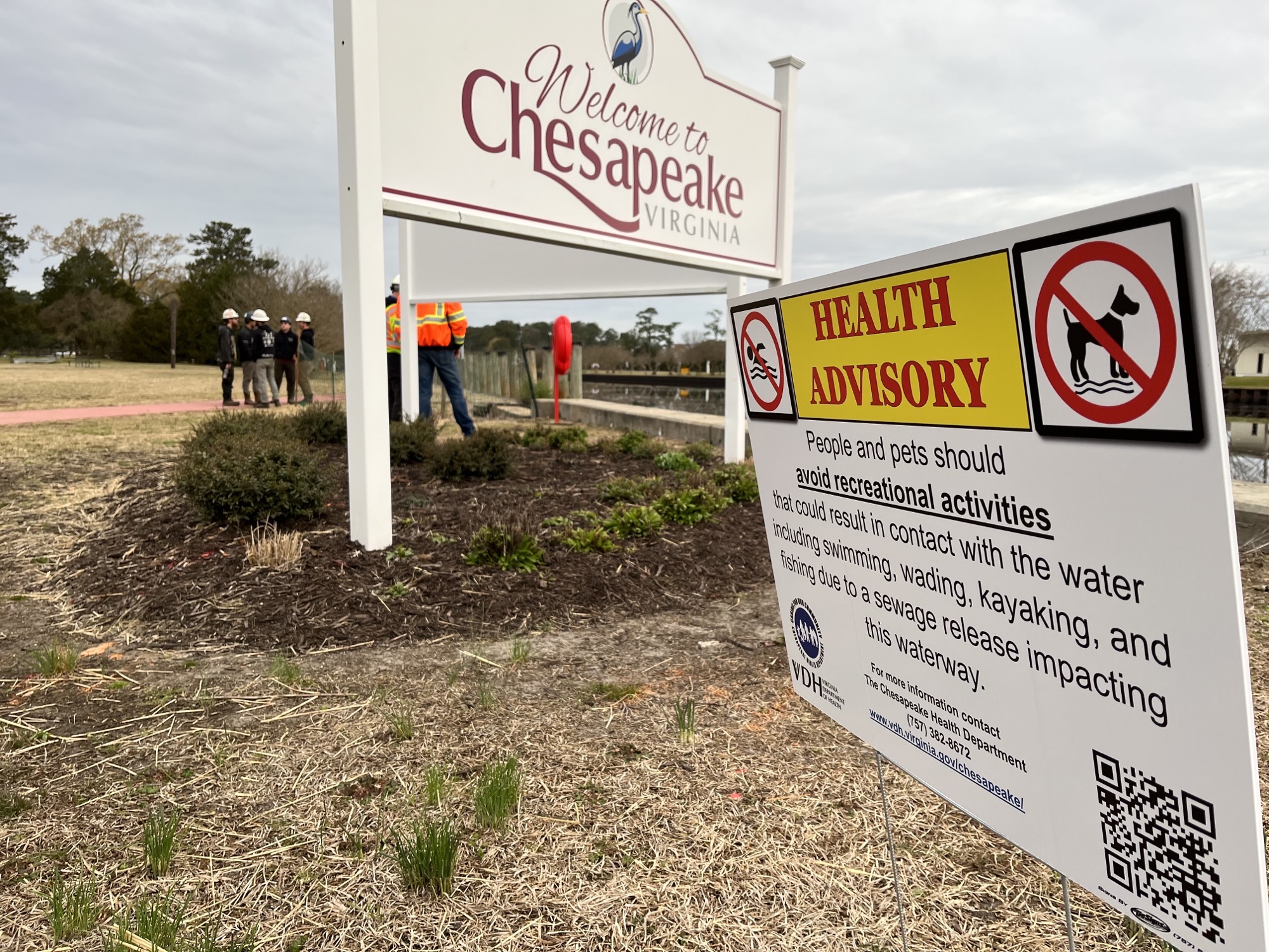 Great Bridge health advisory sign wastewater March 2023