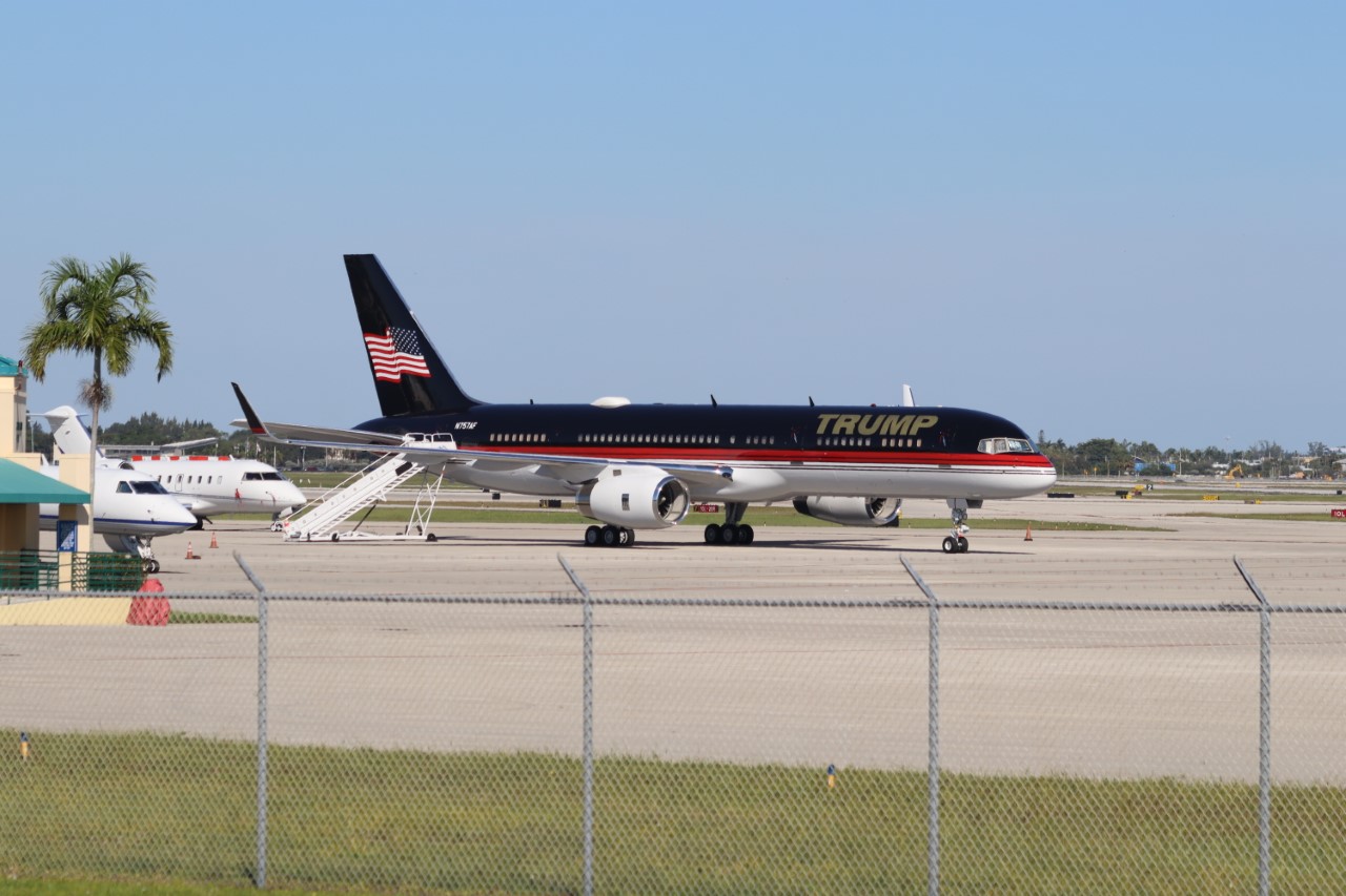 Donald Trump's plane at Palm Beach International Airport, Oct. 26, 2022