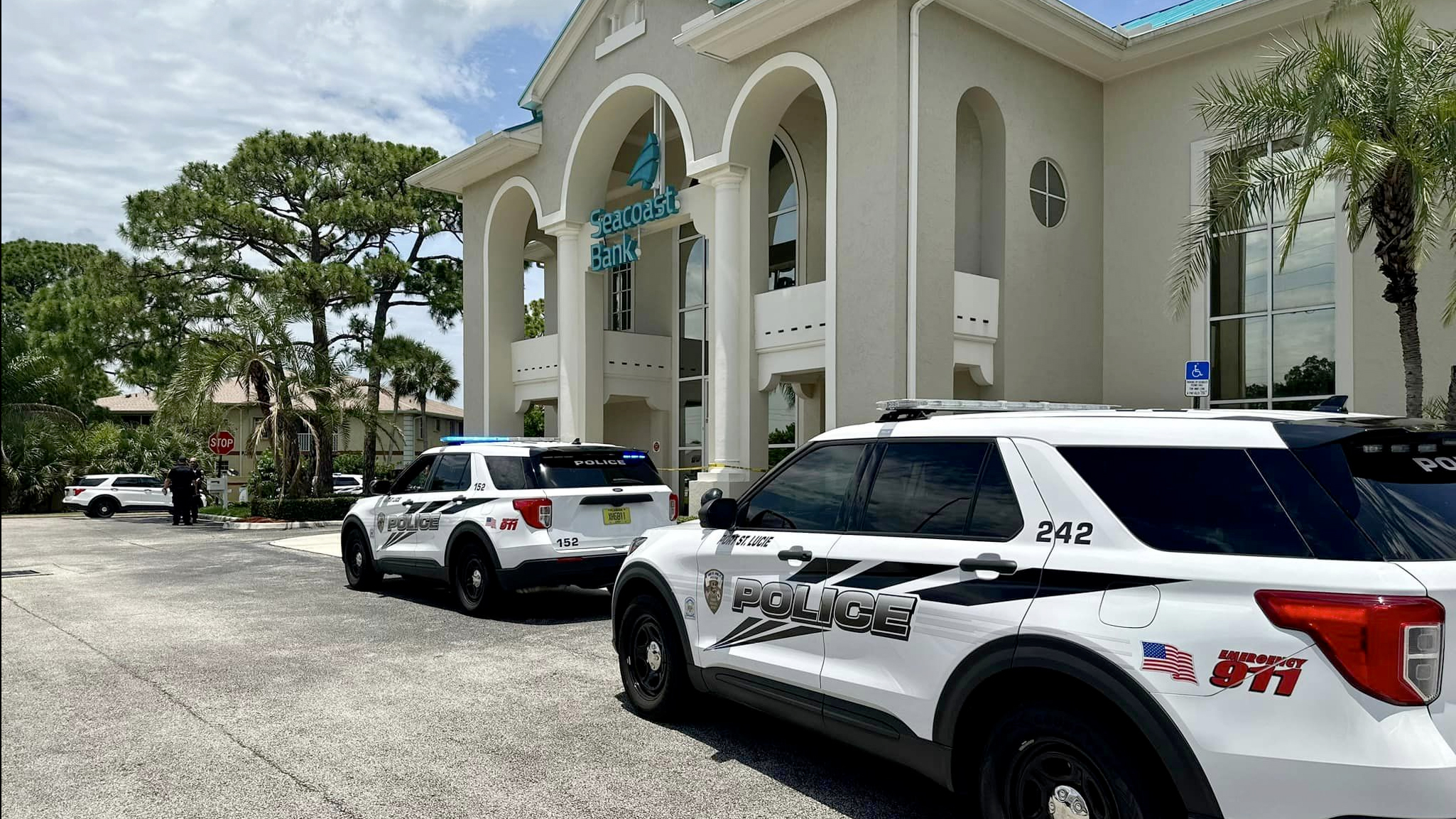 Port St. Lucie police investigate a robbery at a Seacoast Bank located at 9698 S U.S. Highway 1 on June 21, 2023.
