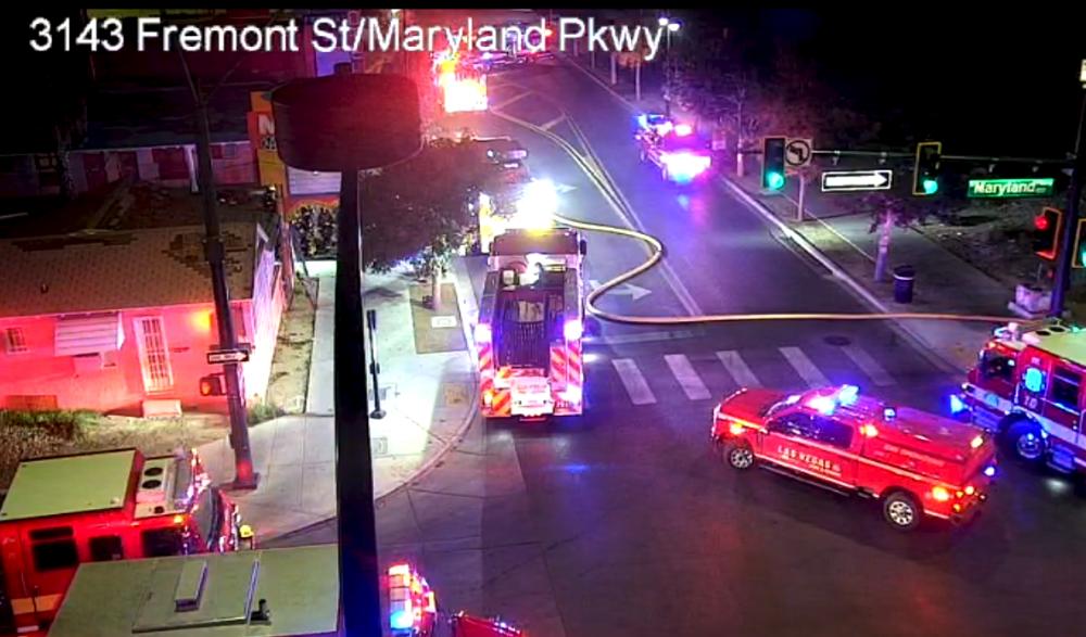 Structure fire breaks out on WB Fremont St at Maryland Pkwy, RTC says