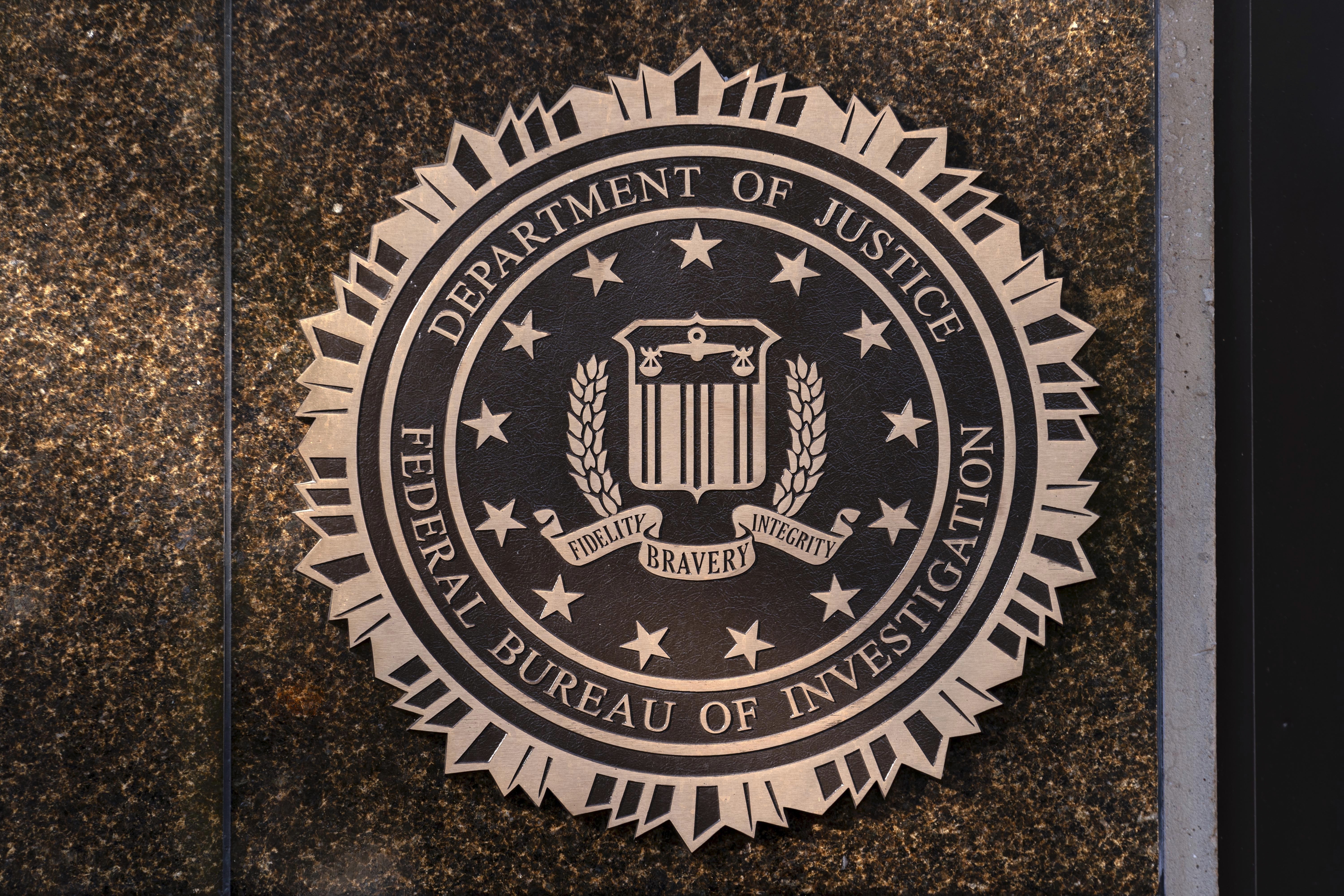 The seal of the Federal Bureau of Investigation is seen on the Headquarters in Washington, Nov. 18, 2024. 