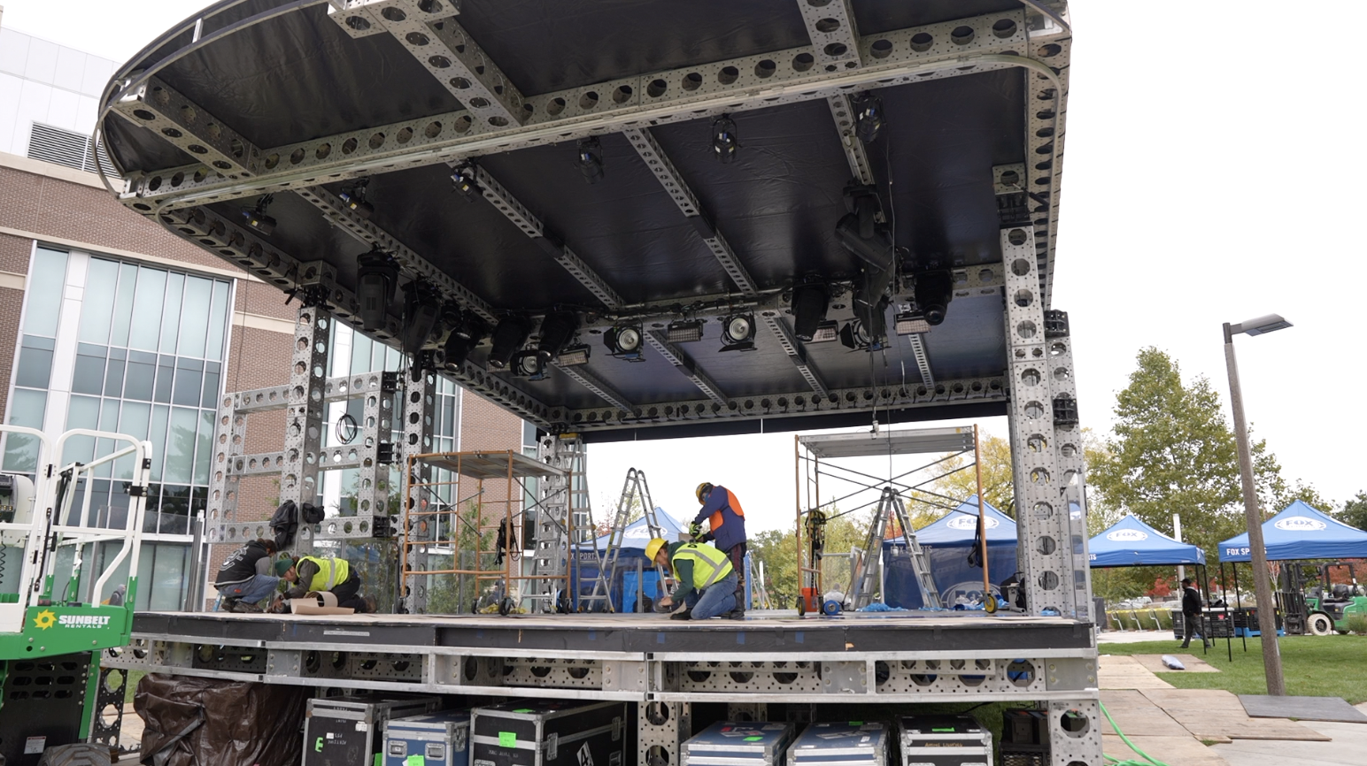 FOX Sports' BIG NOON KICKOFF stage in East Lansing outside Spartan Stadium 