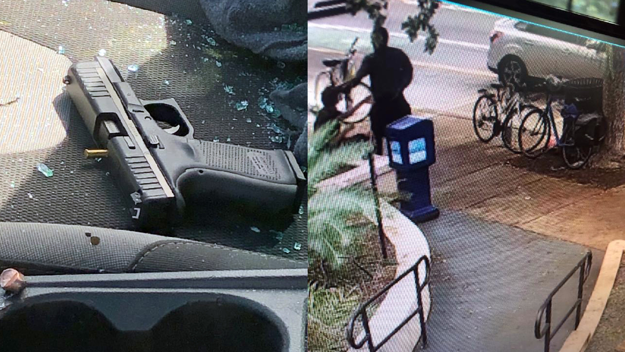 Gun and surveillance image of suspect Jullian Thomas in Florida Keys shootout
