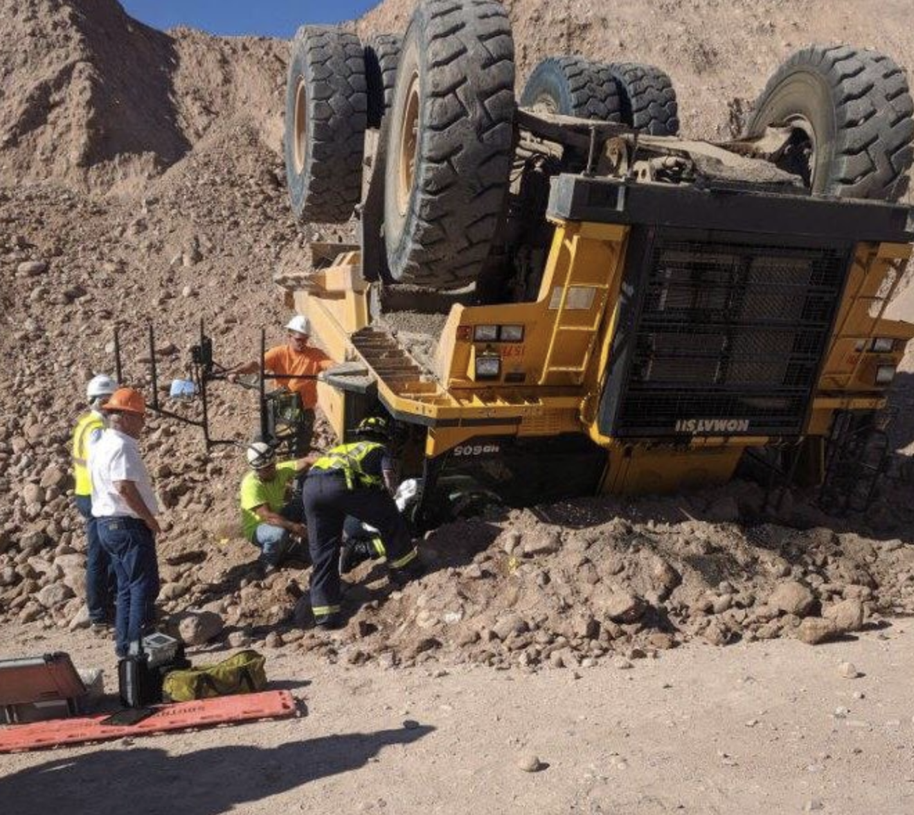Mesa FD rescues man from overturned dump truck