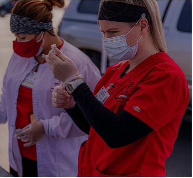 Bakersfield College students participating in "Get Out the Vaccine"