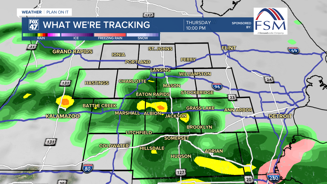 Shower potential continue this evening as the low pressure system tracks northeast through the state with rumbles of thunder possible