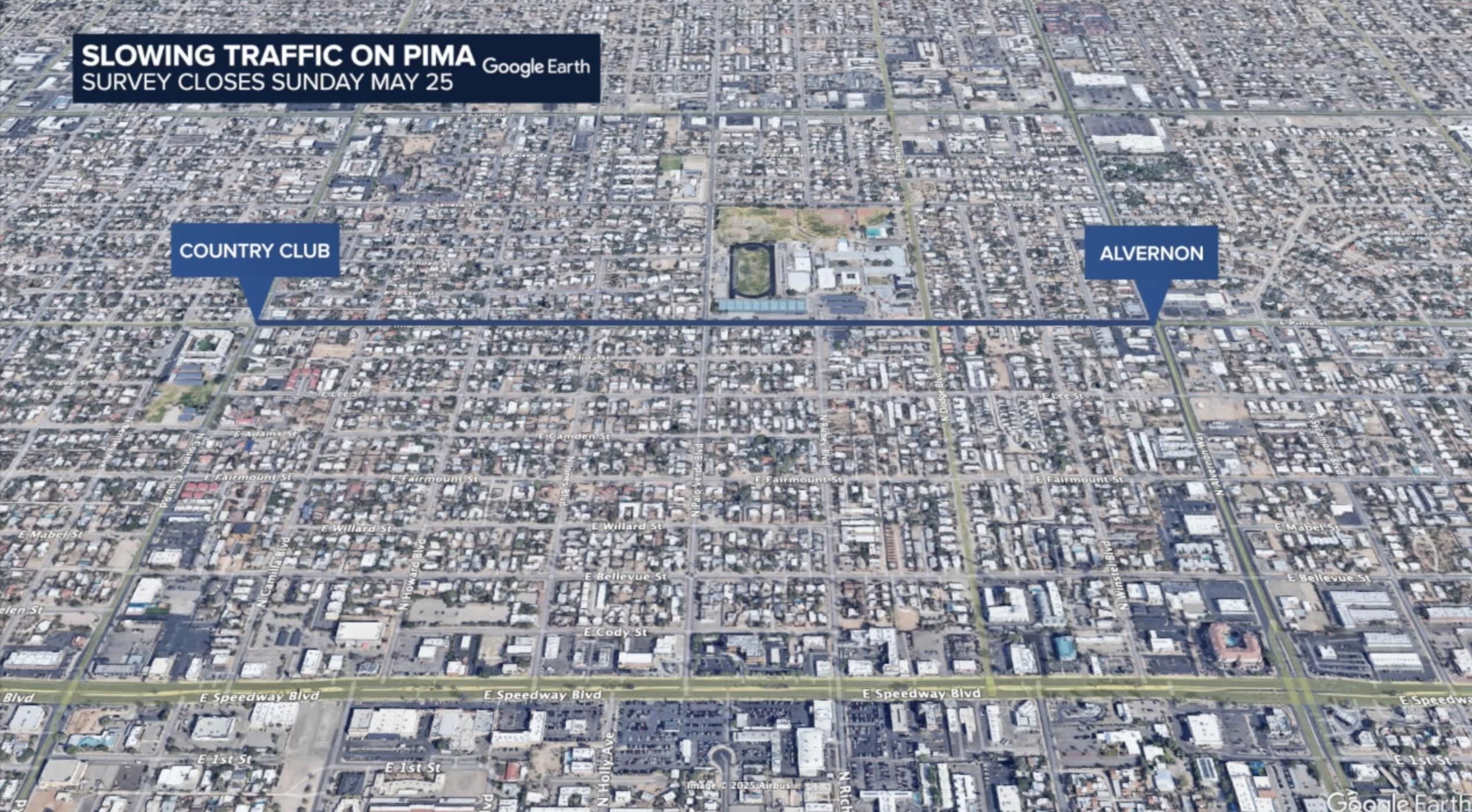 Slowing traffic on pima map