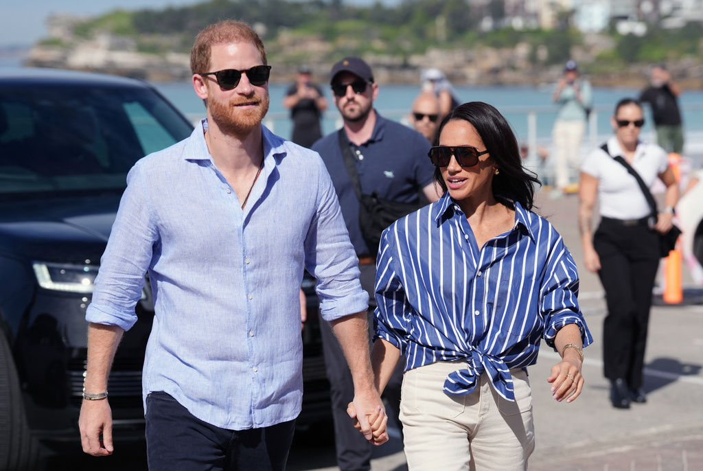 Britain Prince Harry Prince Harry, and Meghan, the Duke and Duchess of Sussex, arrive for an event, during a visit to Bondi Beach, Australia, April 17, 2026.