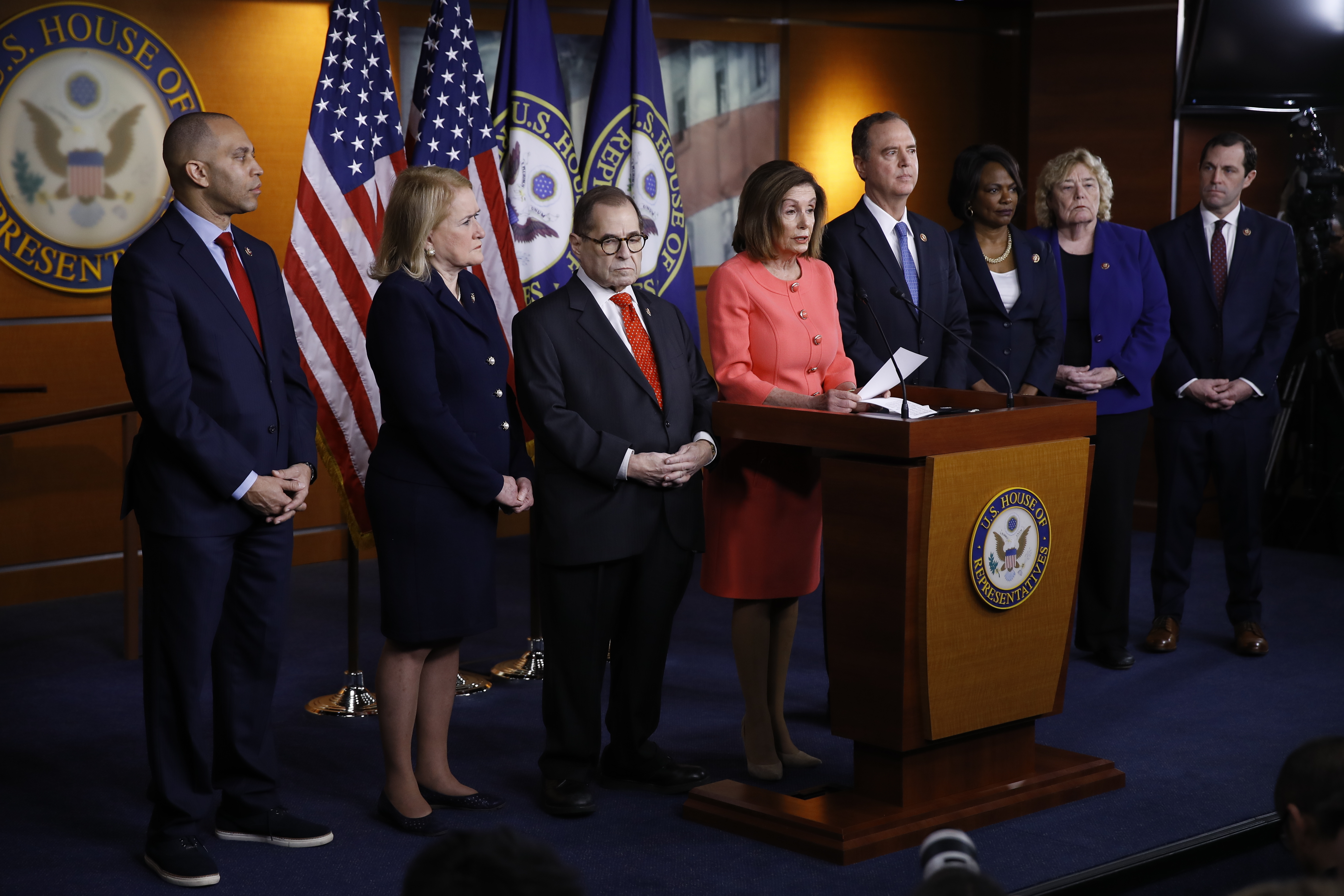 Hakeem Jeffries, Sylvia Garcia, Jerrold Nadler, Adam Schiff, Val Demings, Zoe Lofgren, Jason Crow., Nancy Pelosi