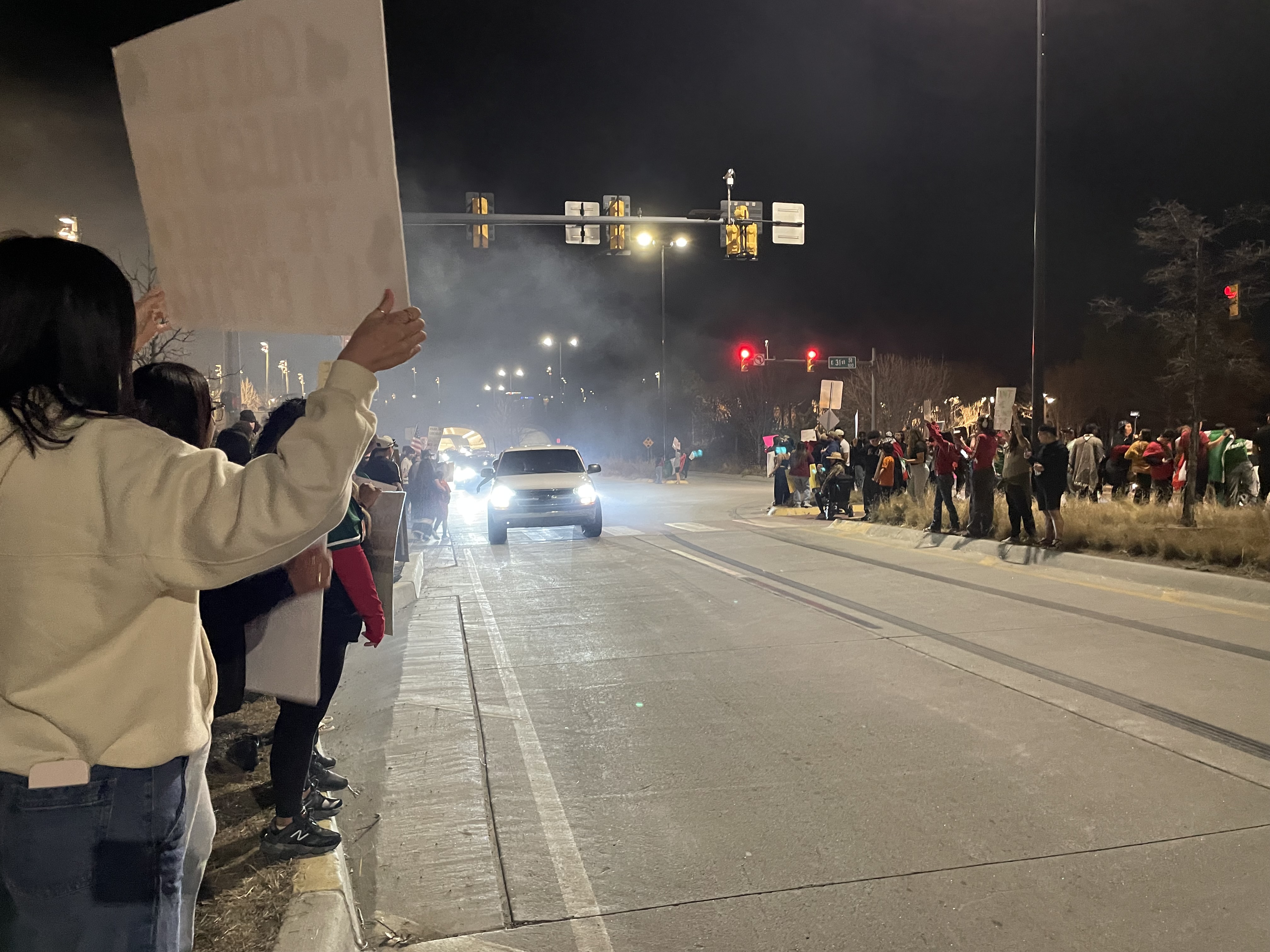 Hundreds line Riverside Drive for protest in support of immigrants in Oklahoma