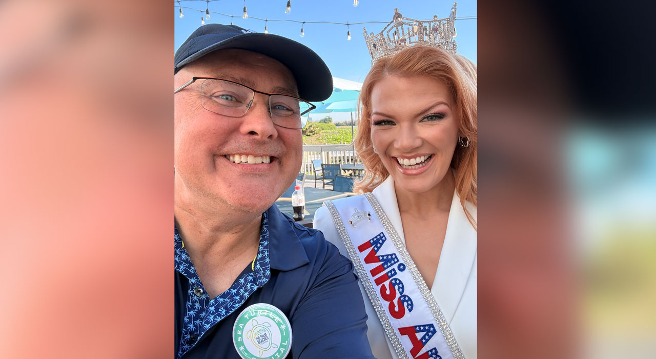 Cassie Donegan with WPTV reporter T.A. Walker. Donegan, Miss New York 2025, was crowned Miss America 2026 on Sept. 7, 2025, in Orlando, Florida. 