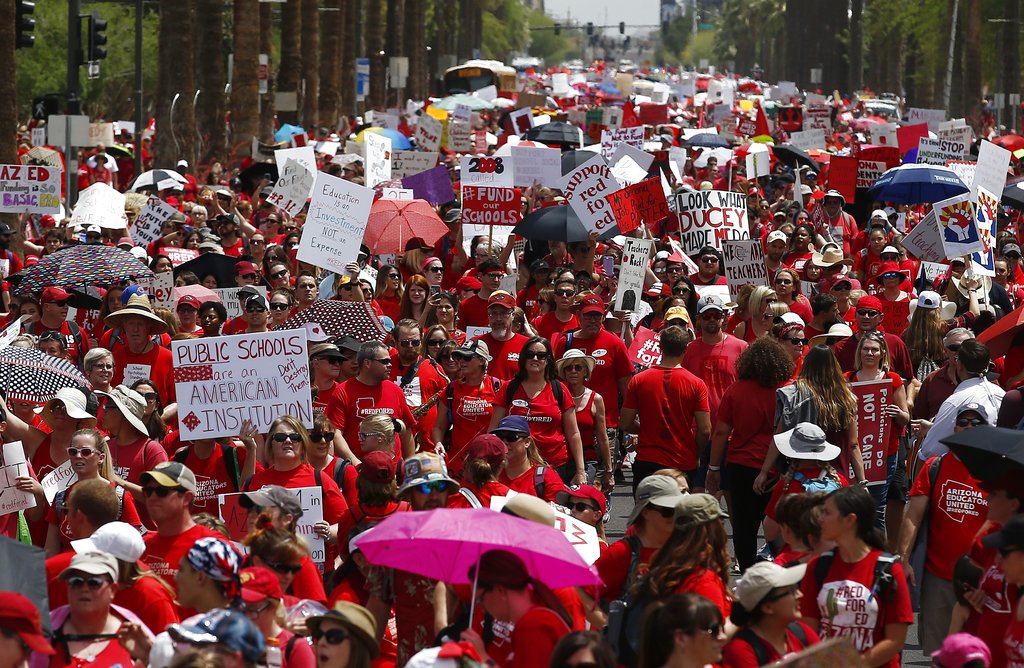 Teacher Protests Red for Ed