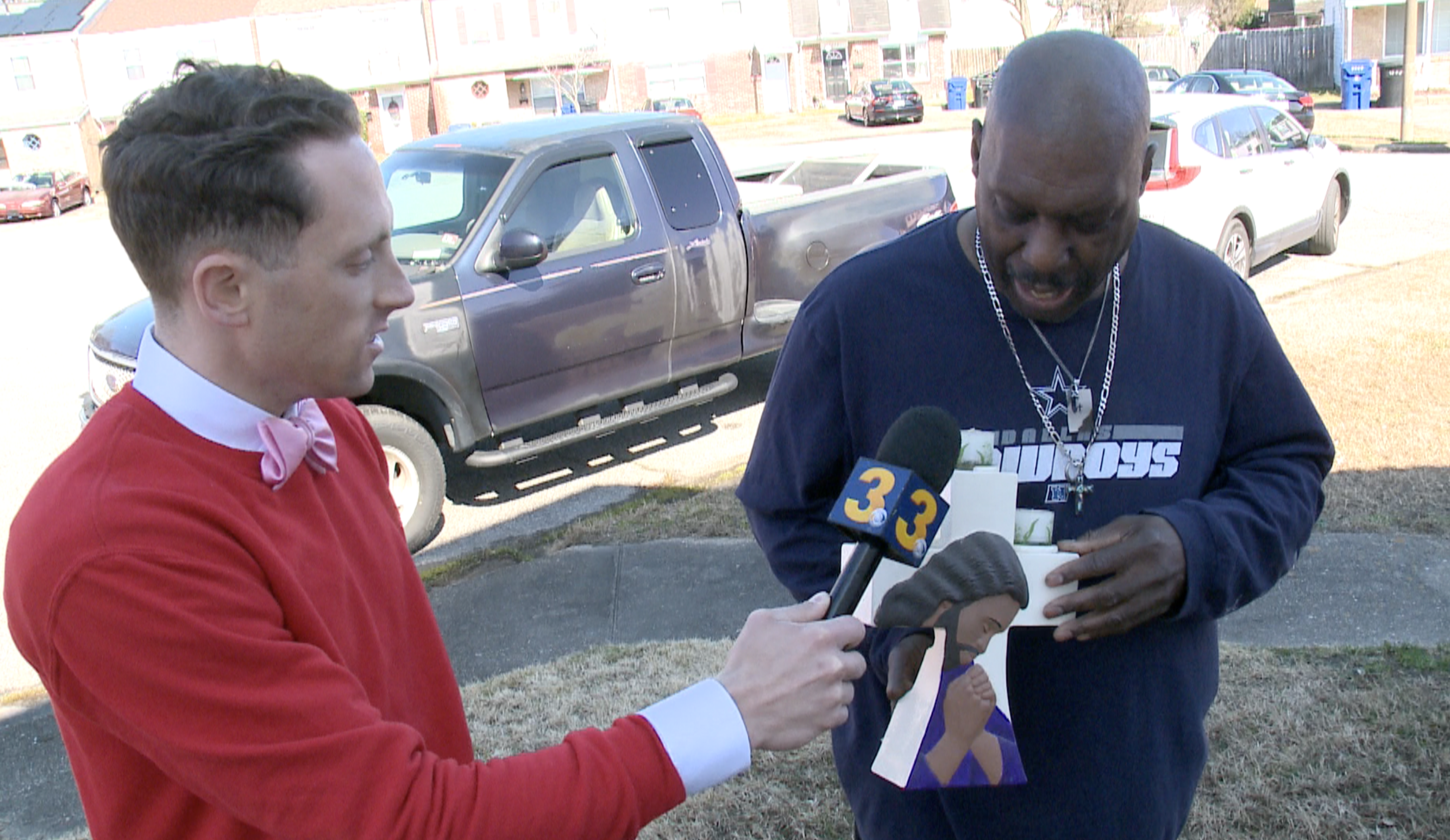 VB man ceramic cross damaged by gunfire